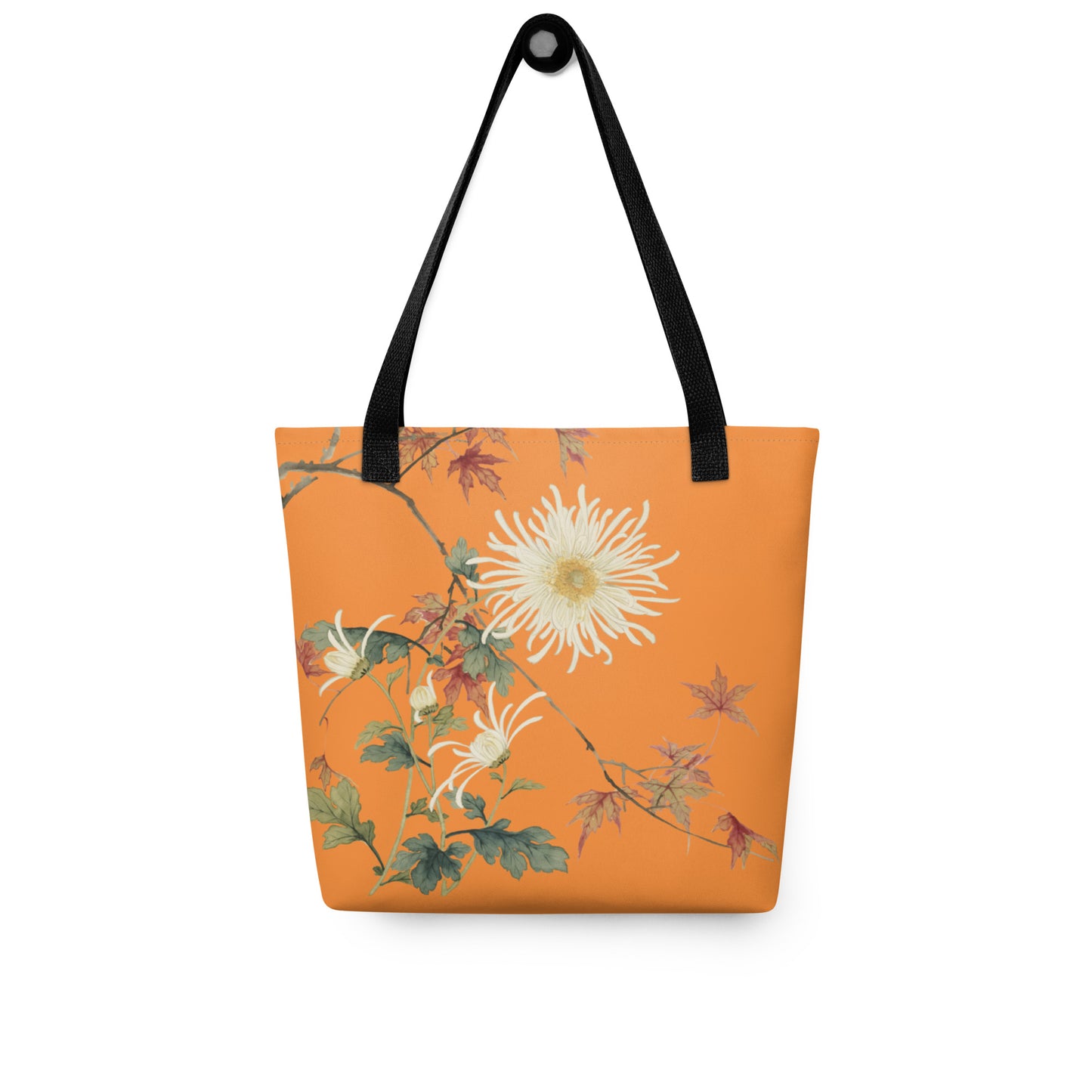 The Spirit of Flowers in Twelve Months｜Blooming Chrysanthemum and Maple Leaves｜Tote bag｜Orange