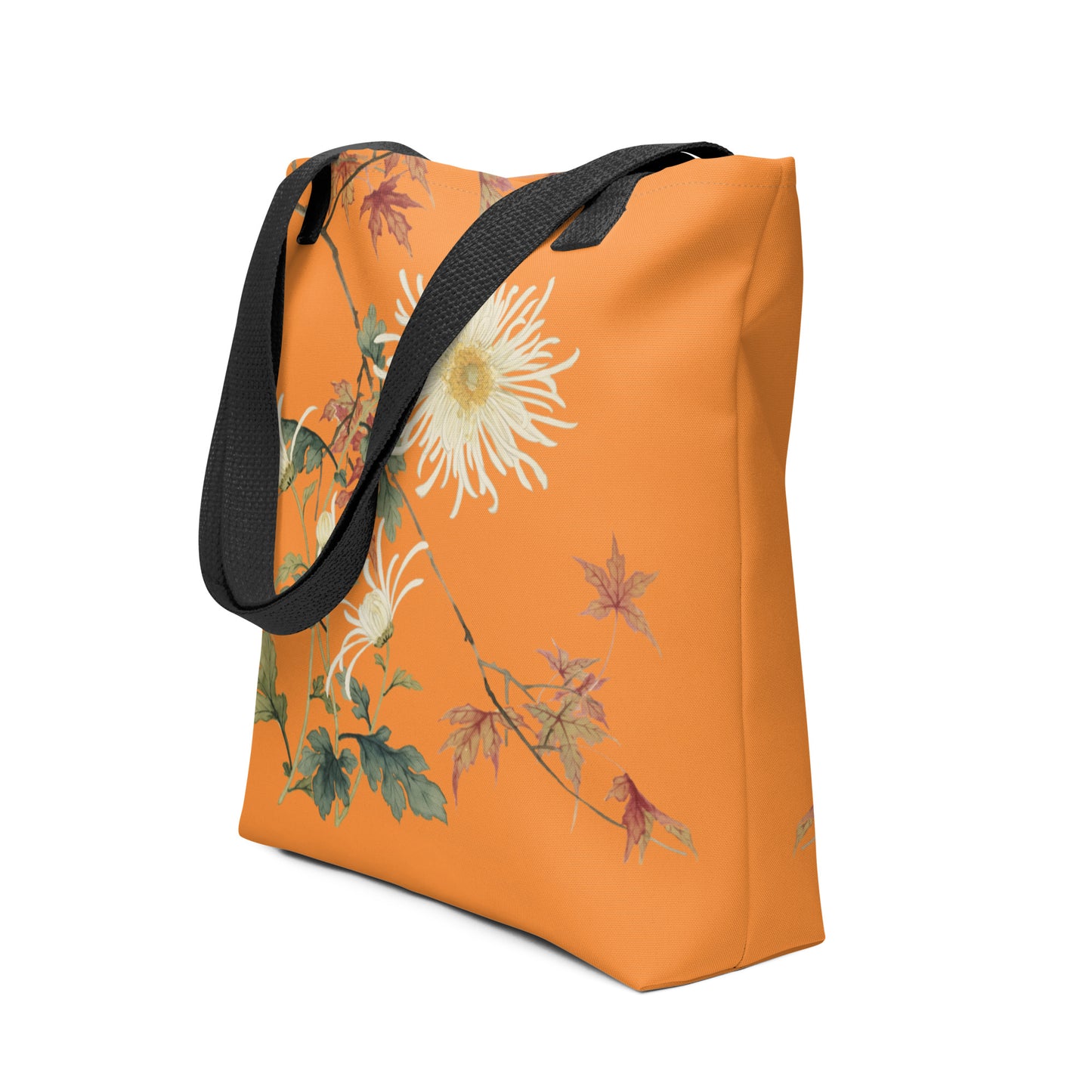 The Spirit of Flowers in Twelve Months｜Blooming Chrysanthemum and Maple Leaves｜Tote bag｜Orange