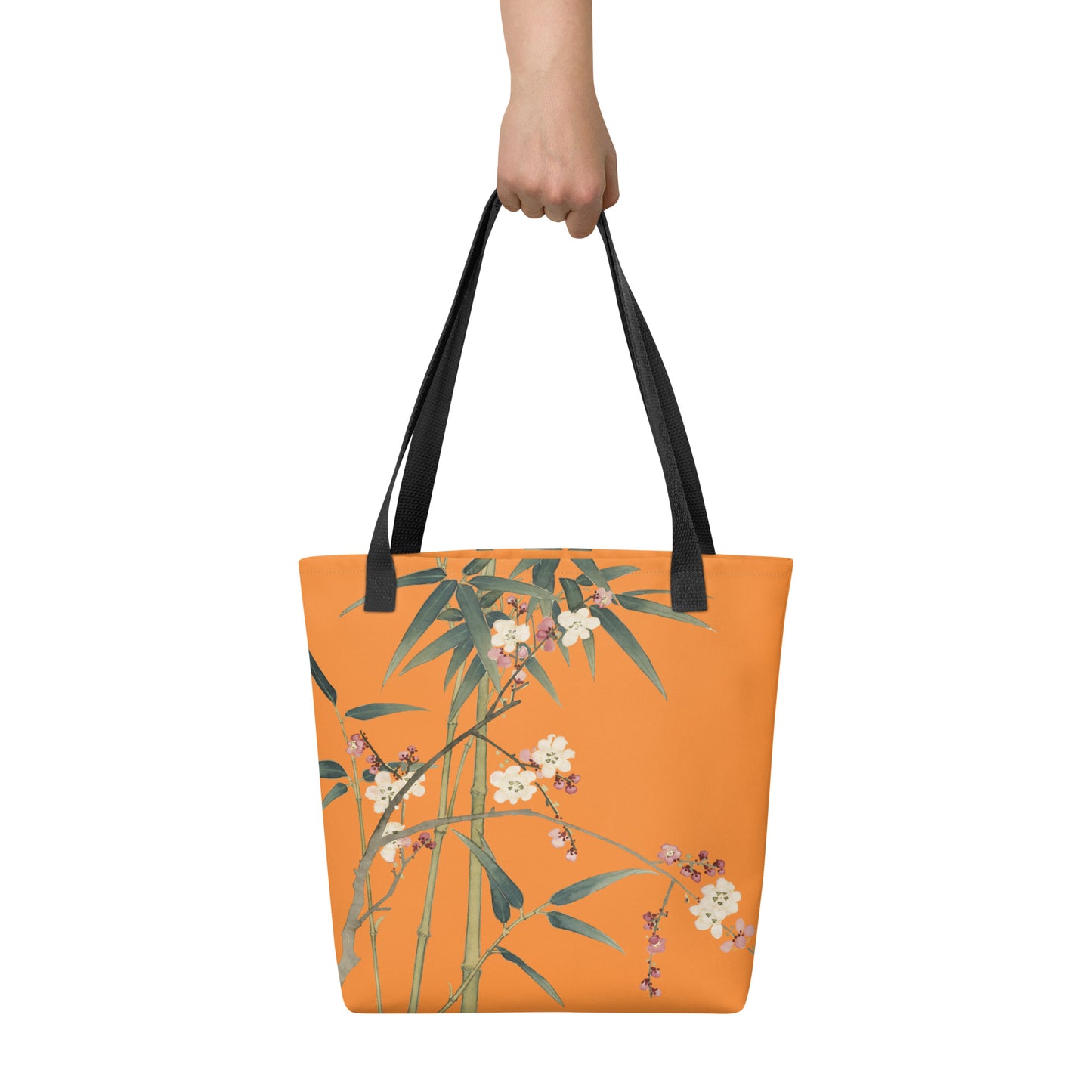 The Spirit of Flowers in Twelve Months｜Crimson Plum Blossom and Lush Green Bamboo｜Tote bag｜Orange