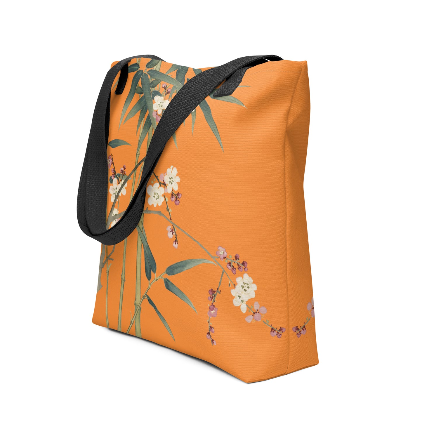 The Spirit of Flowers in Twelve Months｜Crimson Plum Blossom and Lush Green Bamboo｜Tote bag｜Orange