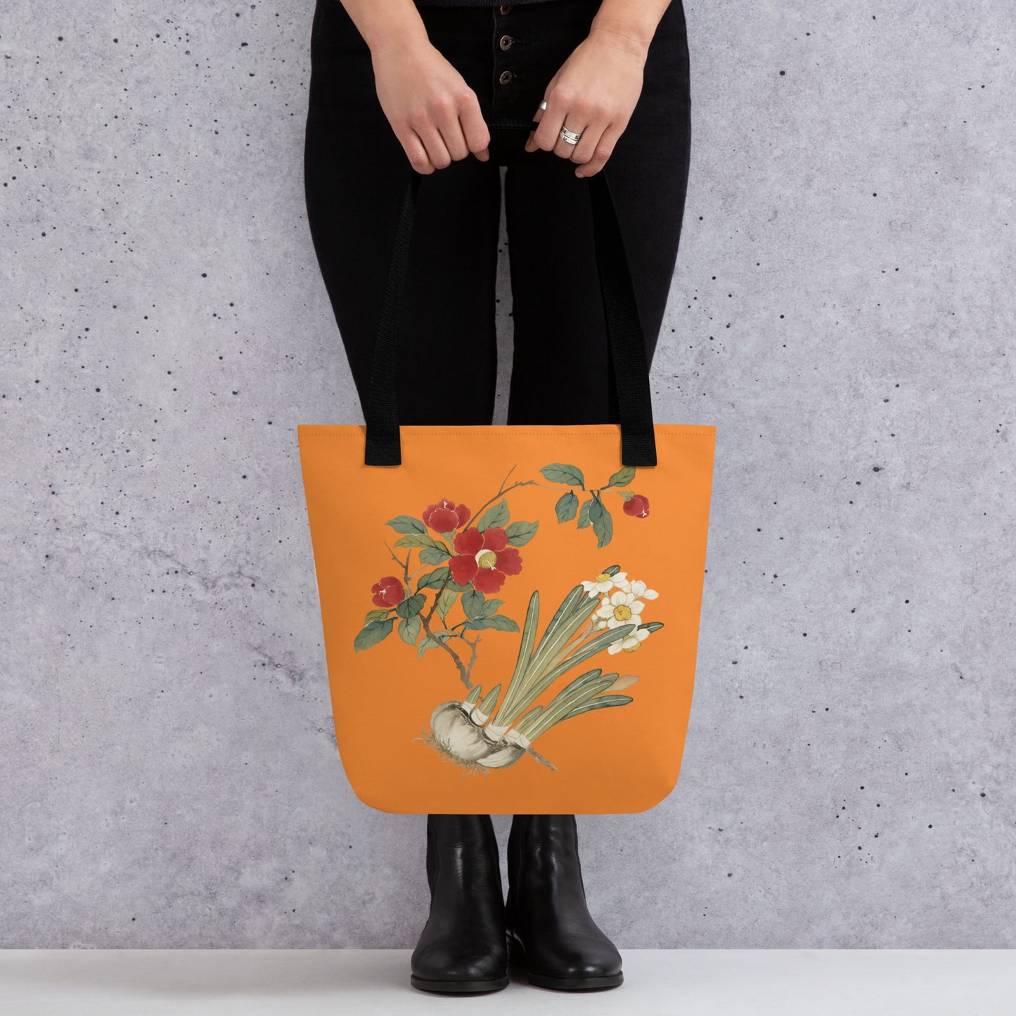 The Spirit of Flowers in Twelve Months｜Narcissus and Camelia in Bloom｜Tote bag｜Orange