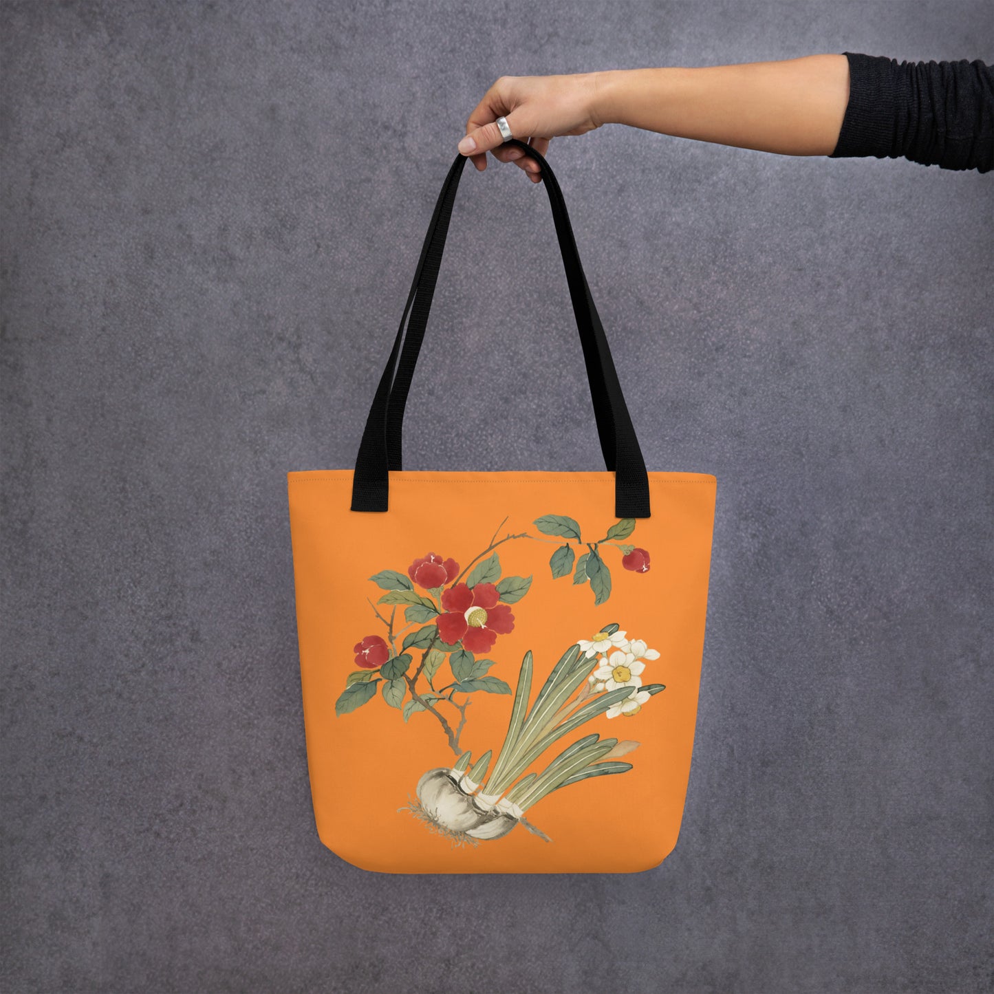 The Spirit of Flowers in Twelve Months｜Narcissus and Camelia in Bloom｜Tote bag｜Orange