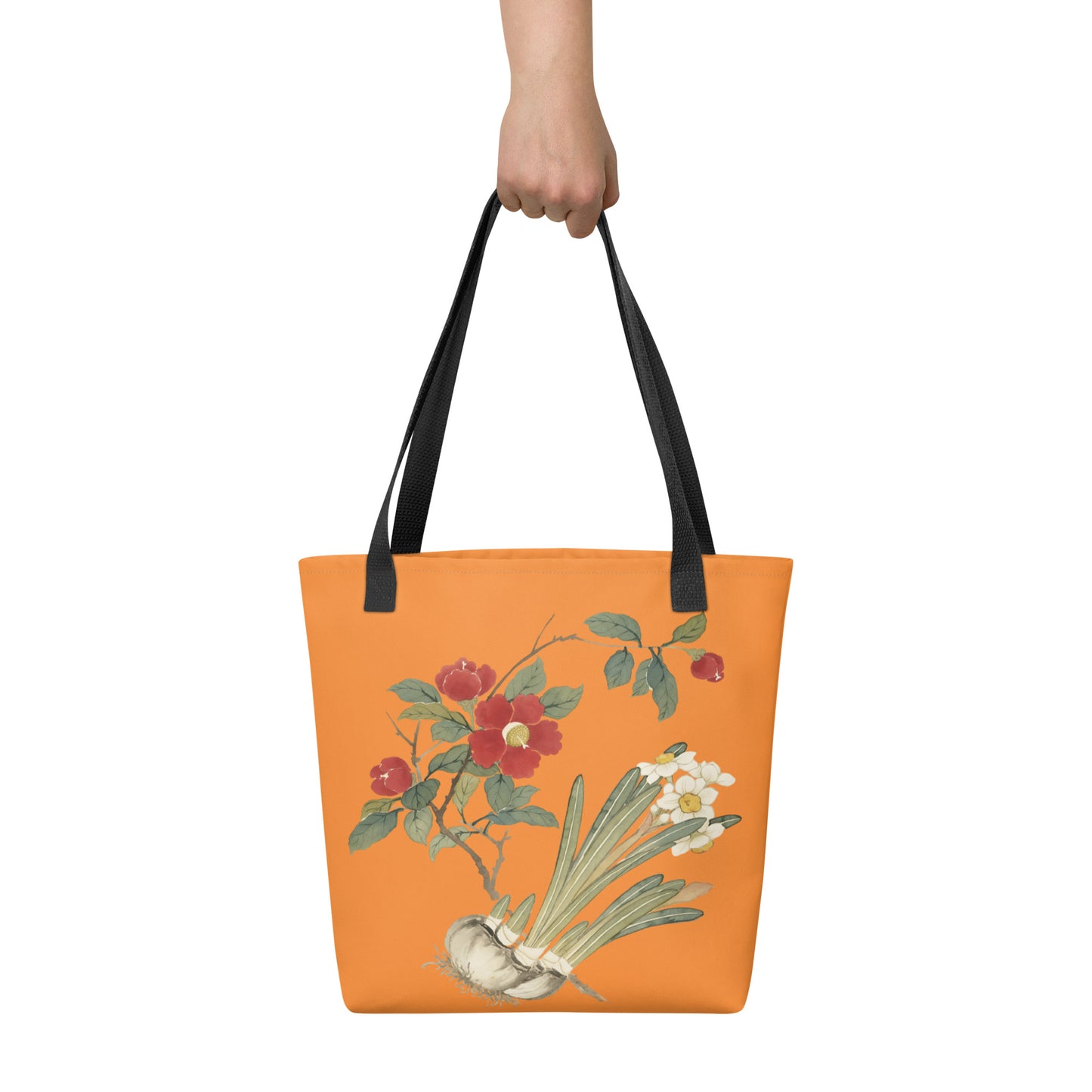 The Spirit of Flowers in Twelve Months｜Narcissus and Camelia in Bloom｜Tote bag｜Orange