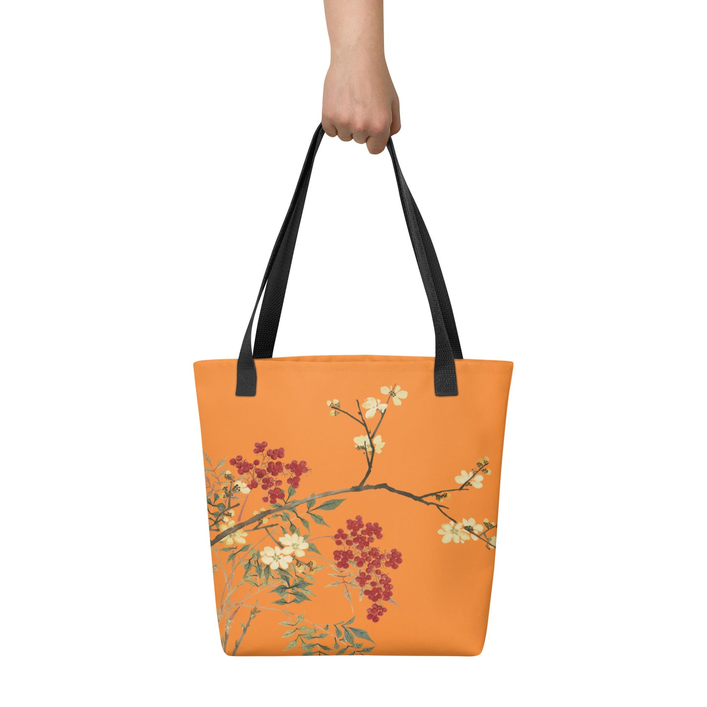 The Spirit of Flowers in Twelve Months｜Blooming Wintersweet and Heavenly Bamboo｜Tote bag｜Orange