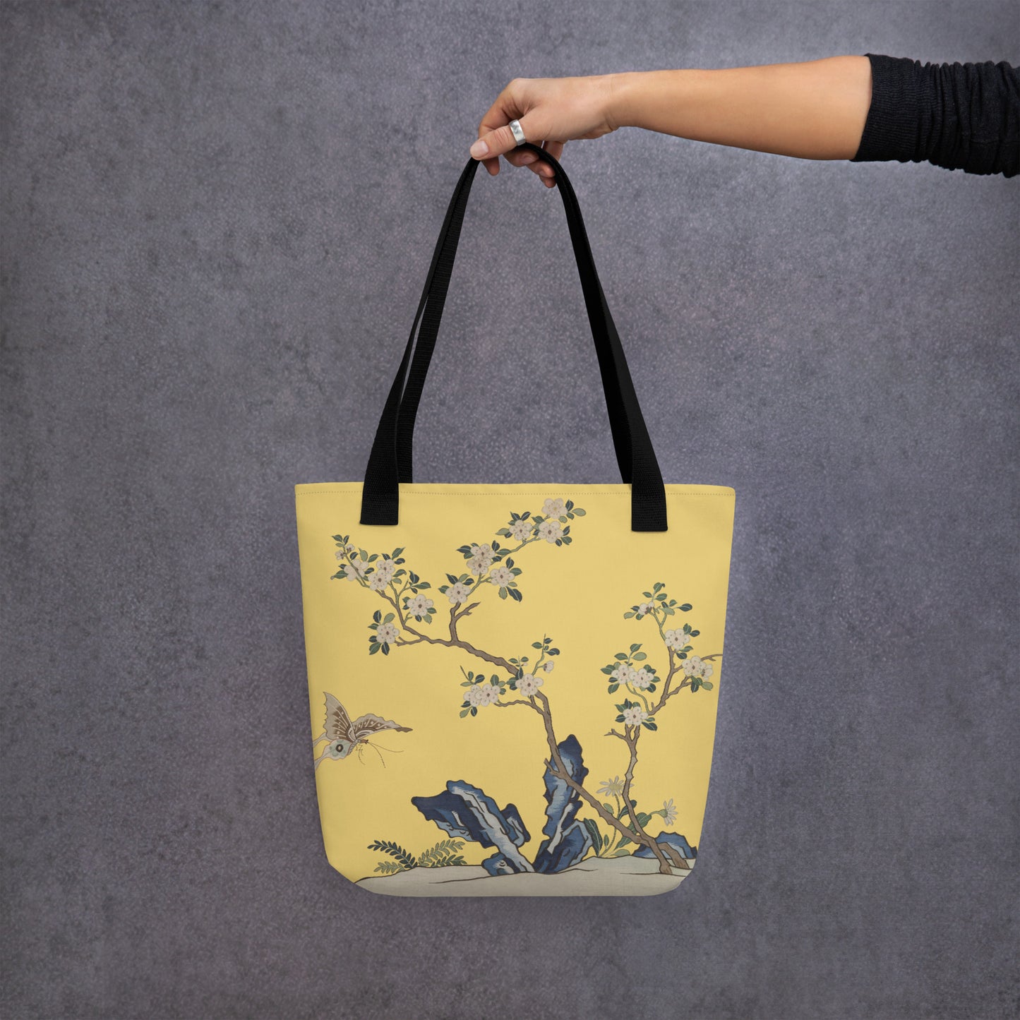 Kesi Flower Album｜White Plum Blossoms and Butterfly｜Tote bag｜Gold