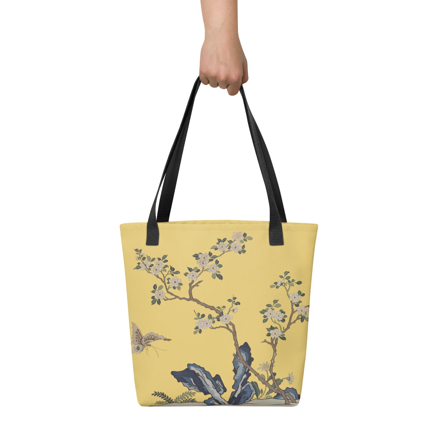 Kesi Flower Album｜White Plum Blossoms and Butterfly｜Tote bag｜Gold