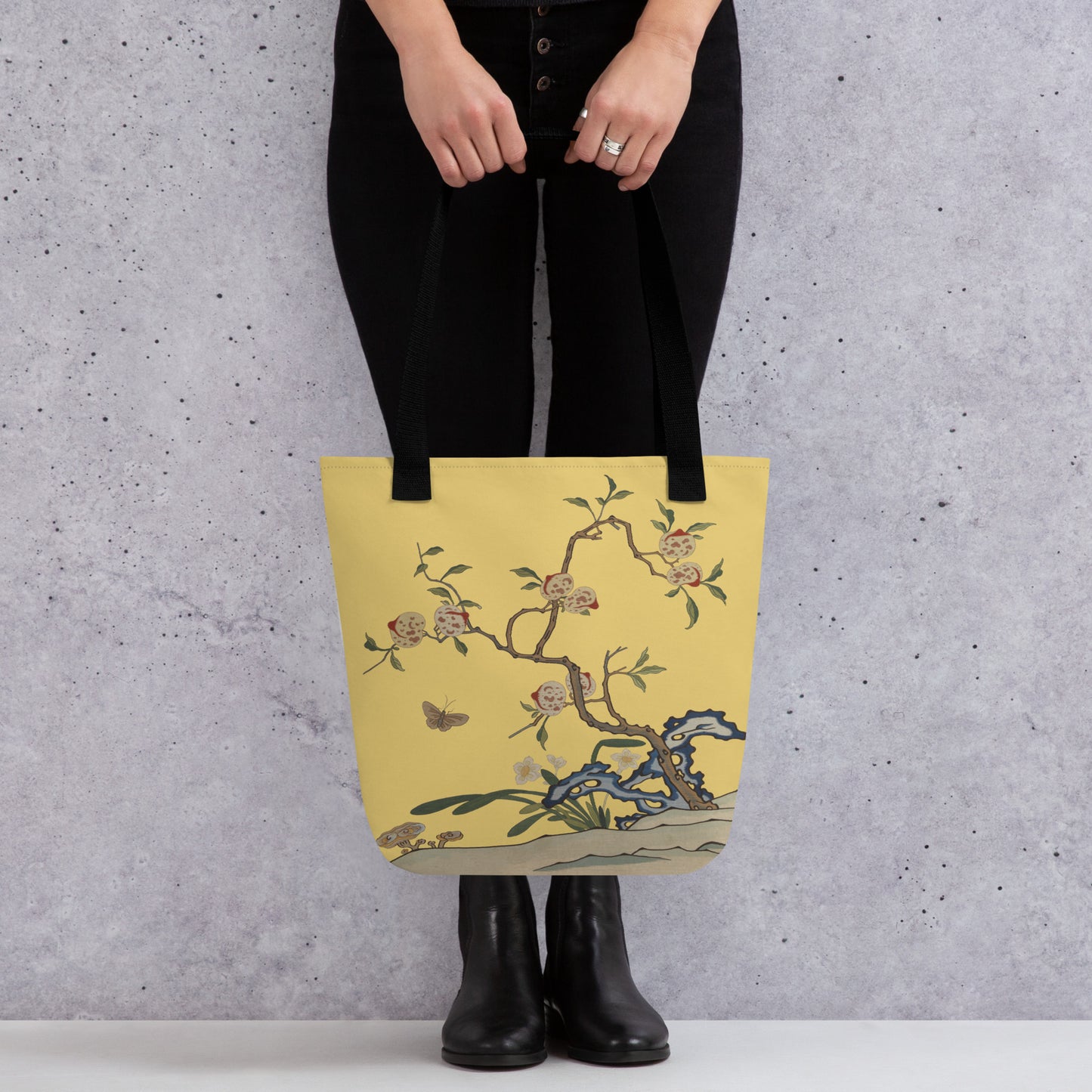 Kesi Flower Album｜Narcissus and Peaches｜Tote bag｜Gold