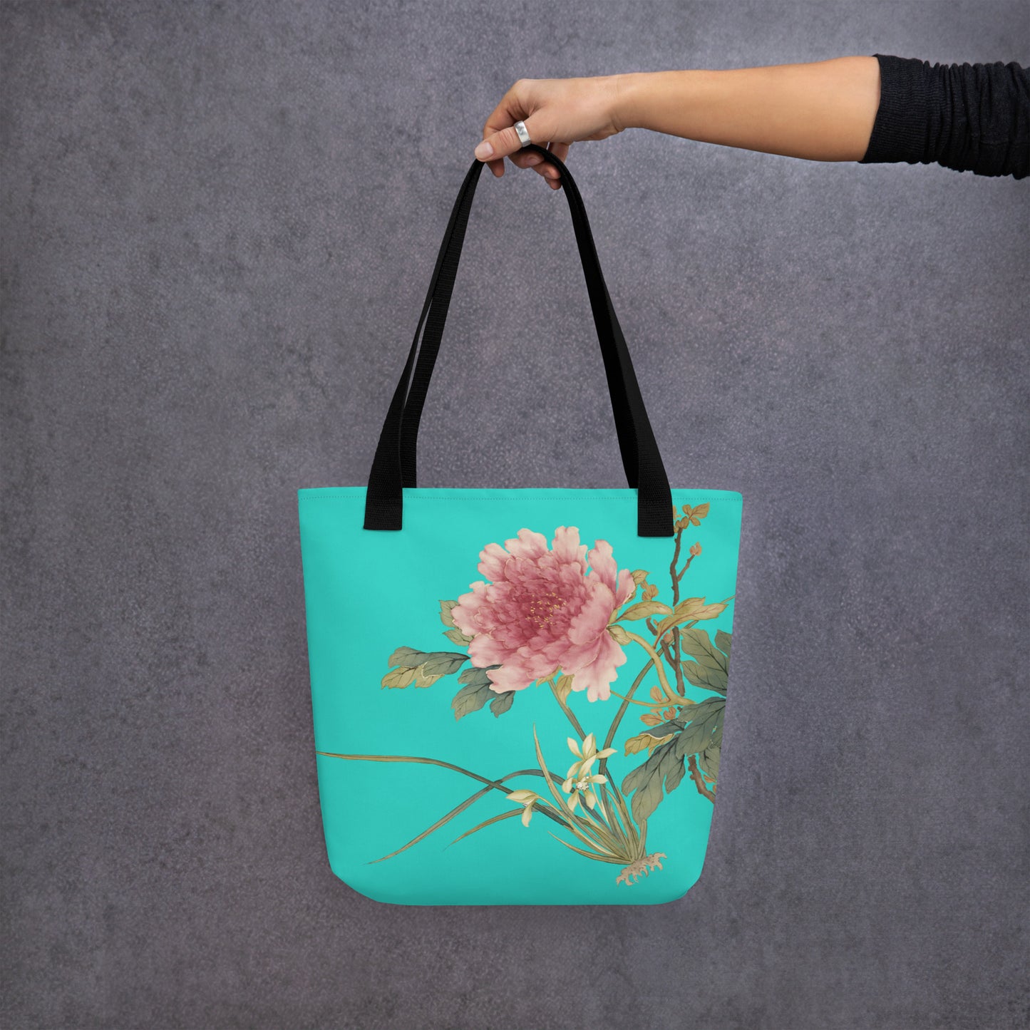 The Spirit of Flowers in Twelve Months｜Orchid and Tree Peony in Bloom｜Tote bag｜Turquoise