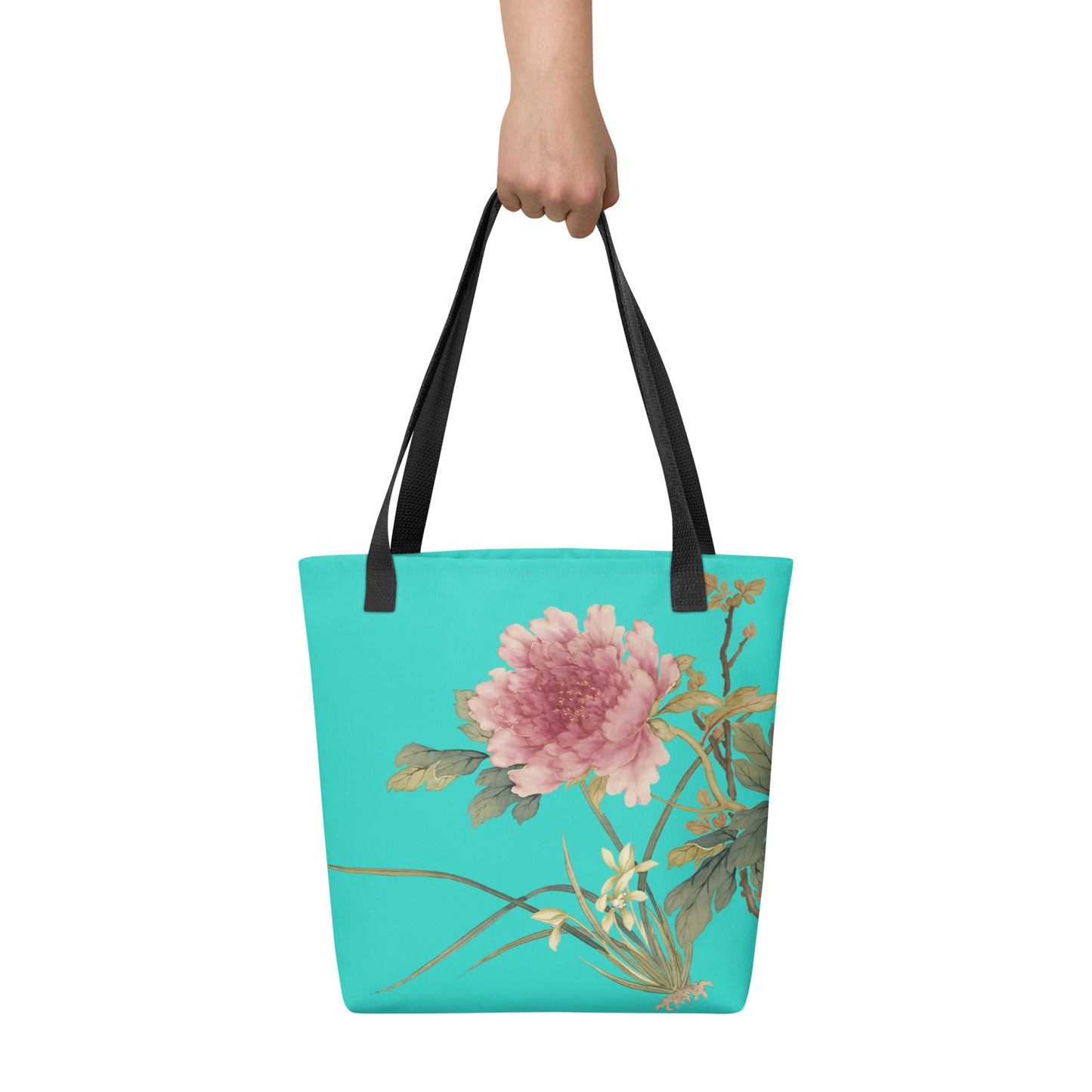 The Spirit of Flowers in Twelve Months｜Orchid and Tree Peony in Bloom｜Tote bag｜Turquoise