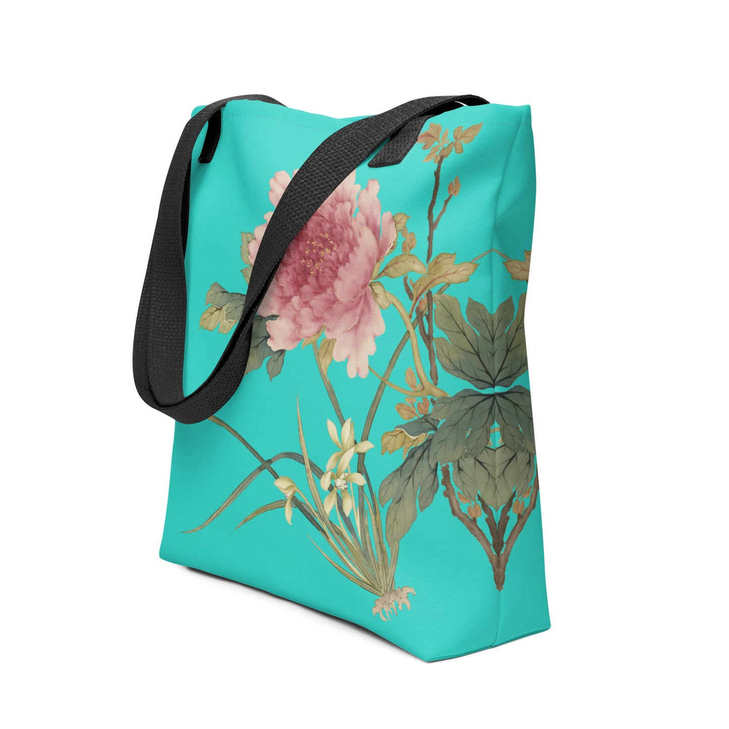 The Spirit of Flowers in Twelve Months｜Orchid and Tree Peony in Bloom｜Tote bag｜Turquoise