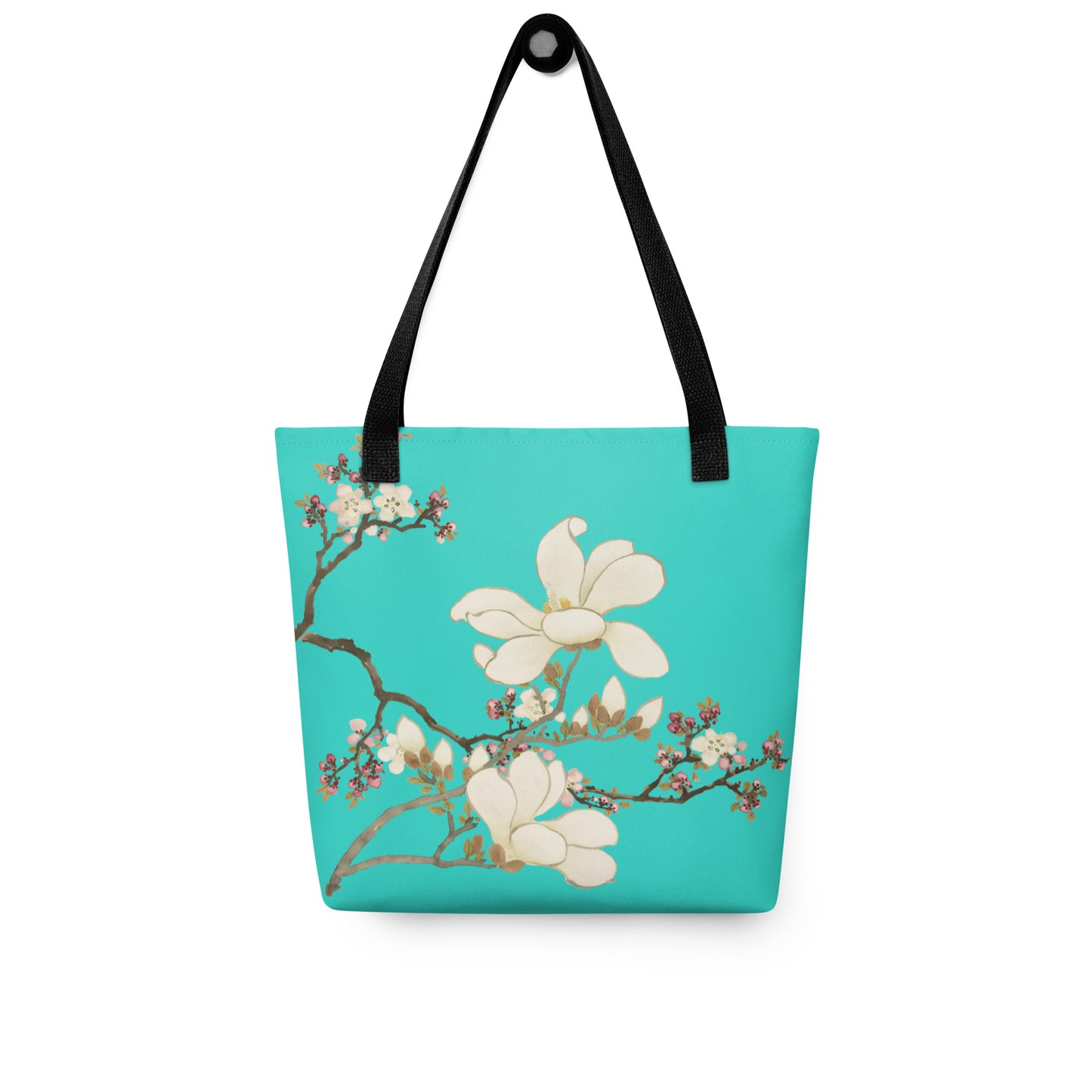 The Spirit of Flowers in Twelve Months｜Apricot and Lily Magnolia in Blossom｜Tote bag｜Turquoise