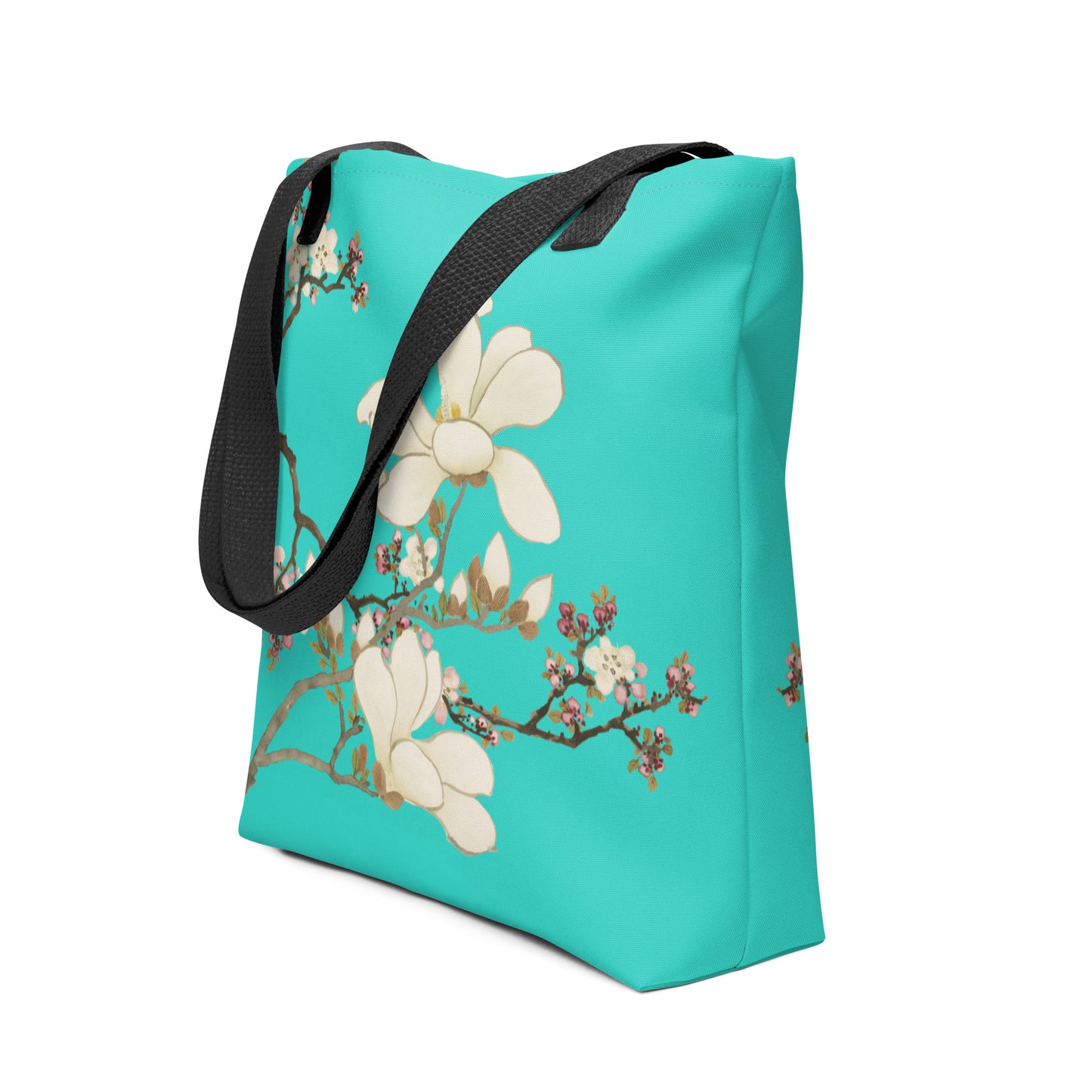 The Spirit of Flowers in Twelve Months｜Apricot and Lily Magnolia in Blossom｜Tote bag｜Turquoise