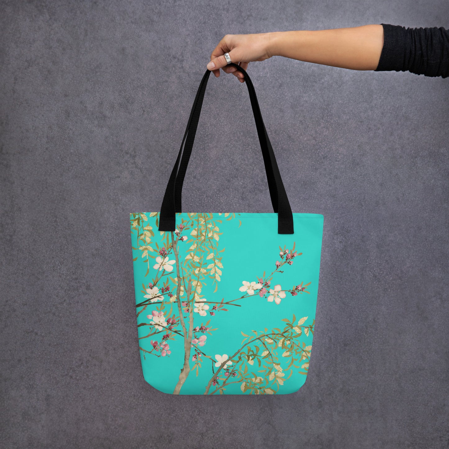 The Spirit of Flowers in Twelve Months｜Willow and Peach Blossom｜Tote bag｜Turquoise