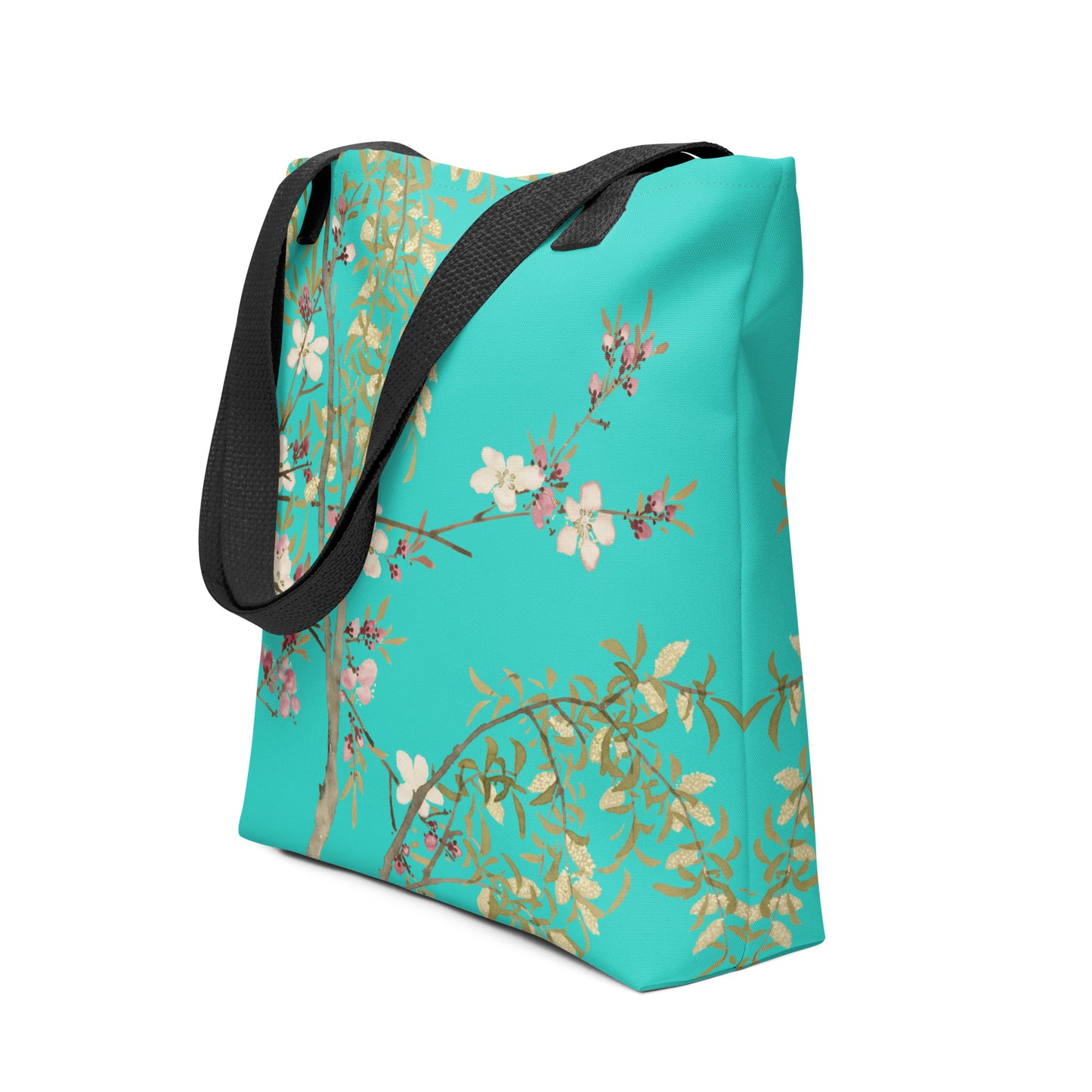 The Spirit of Flowers in Twelve Months｜Willow and Peach Blossom｜Tote bag｜Turquoise