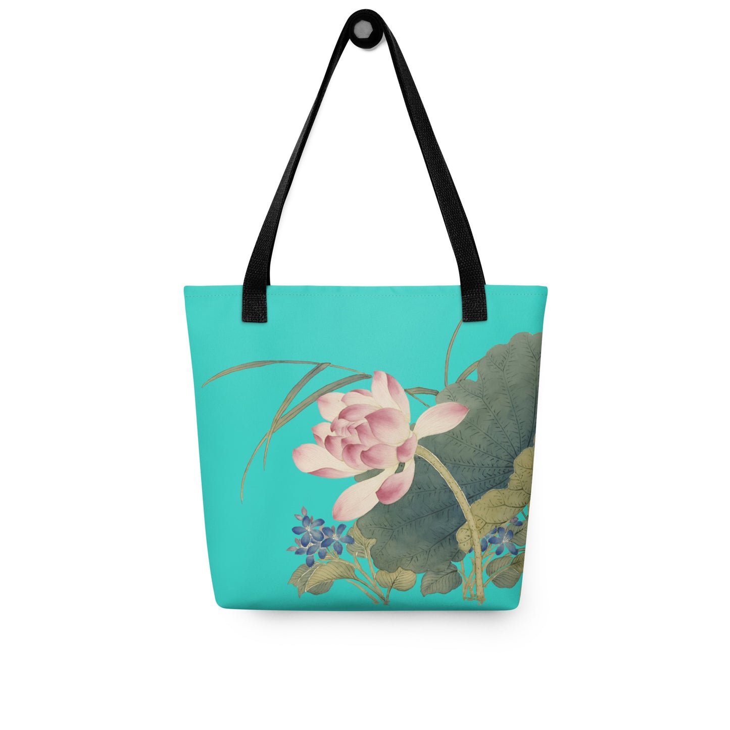 The Spirit of Flowers in Twelve Months｜Lotus in Bloom｜Tote bag｜Turquoise