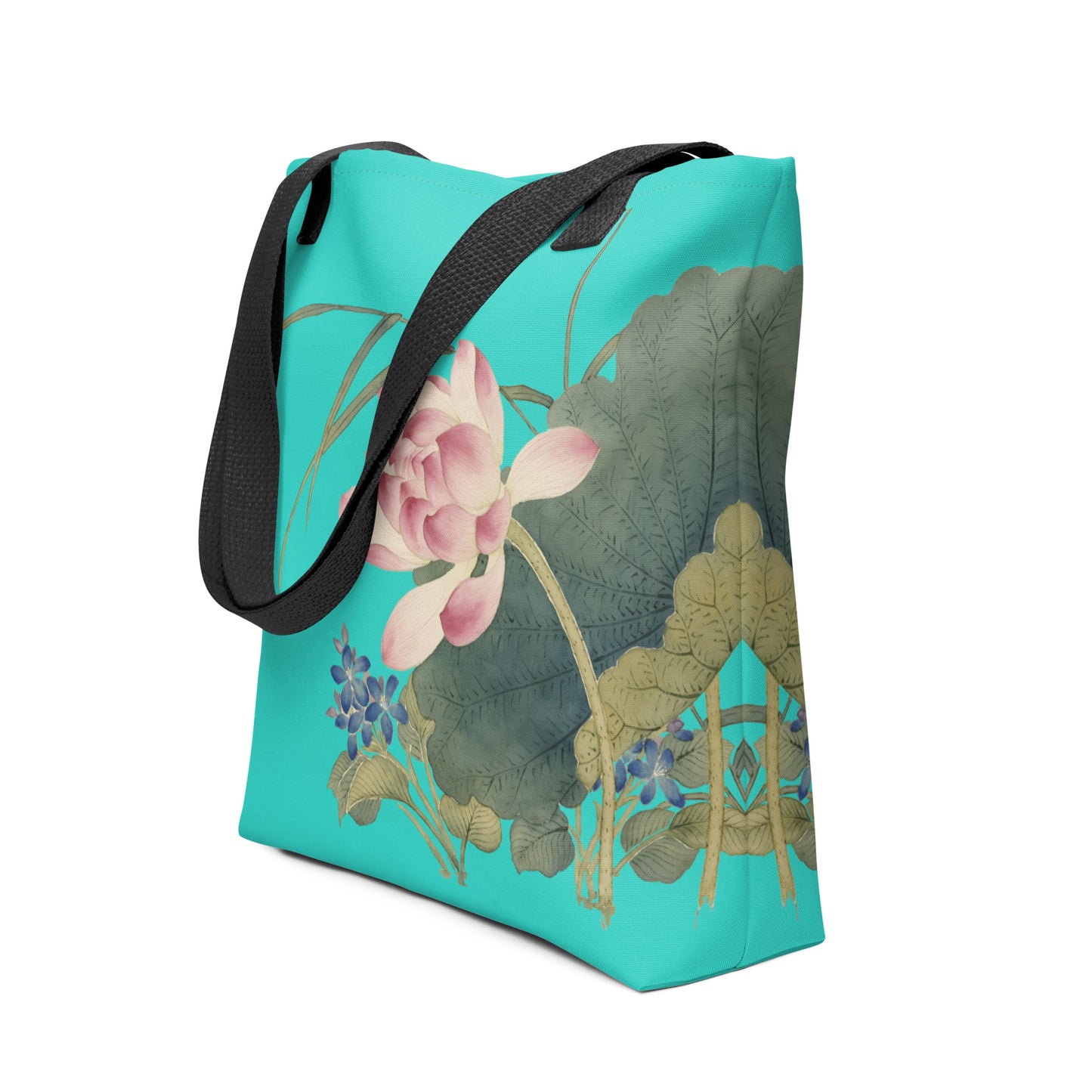 The Spirit of Flowers in Twelve Months｜Lotus in Bloom｜Tote bag｜Turquoise