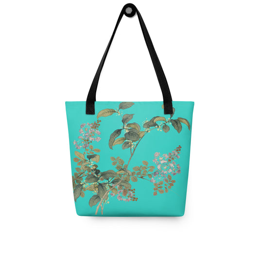 The Spirit of Flowers in Twelve Months｜Osmanthus and Crape Myrtle in Bloom｜Tote bag｜Turquoise