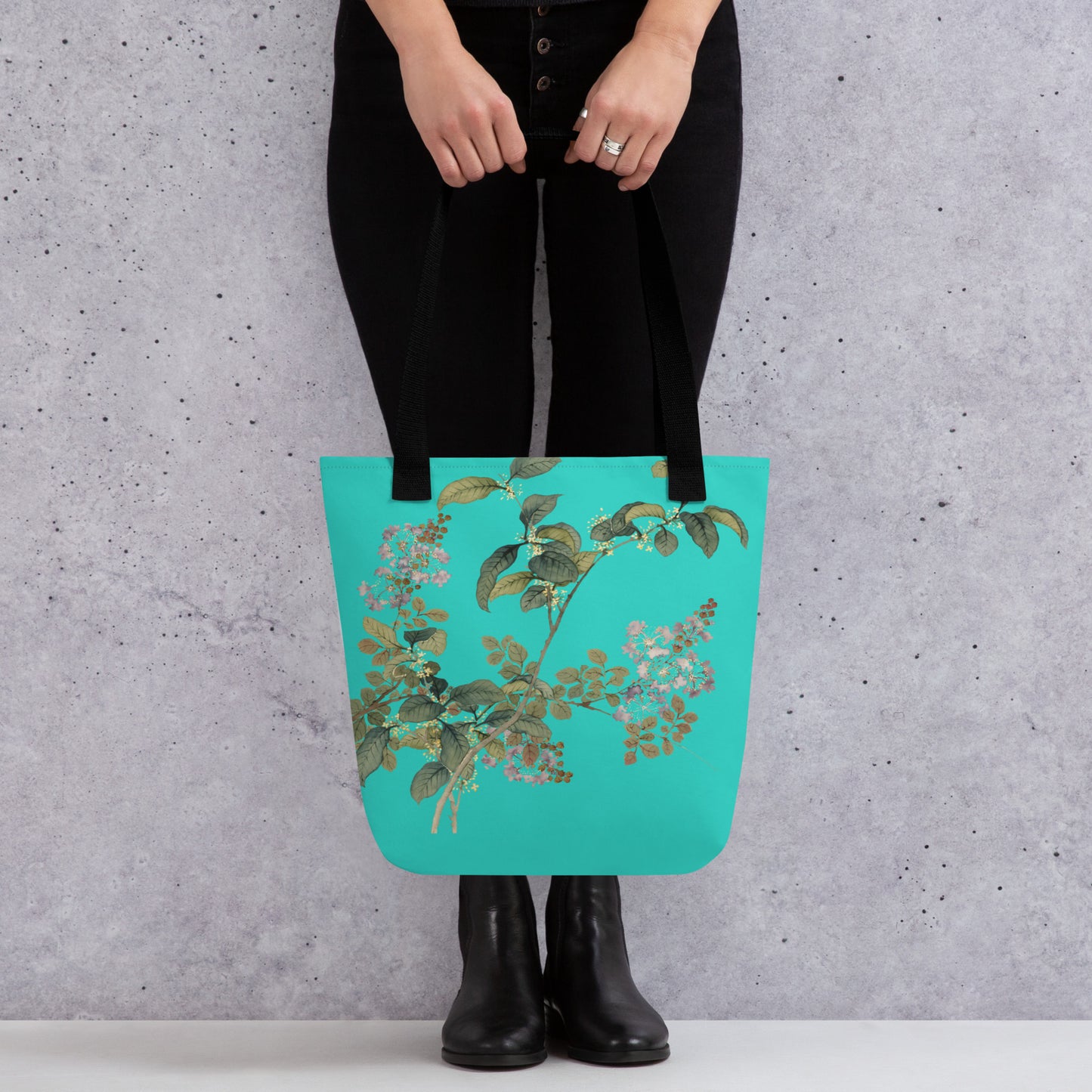 The Spirit of Flowers in Twelve Months｜Osmanthus and Crape Myrtle in Bloom｜Tote bag｜Turquoise