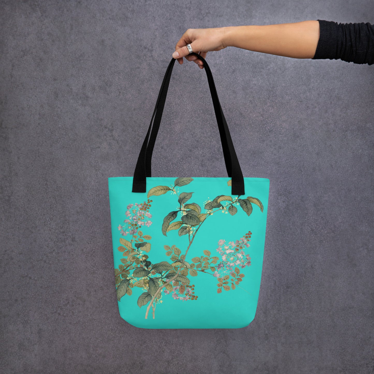 The Spirit of Flowers in Twelve Months｜Osmanthus and Crape Myrtle in Bloom｜Tote bag｜Turquoise