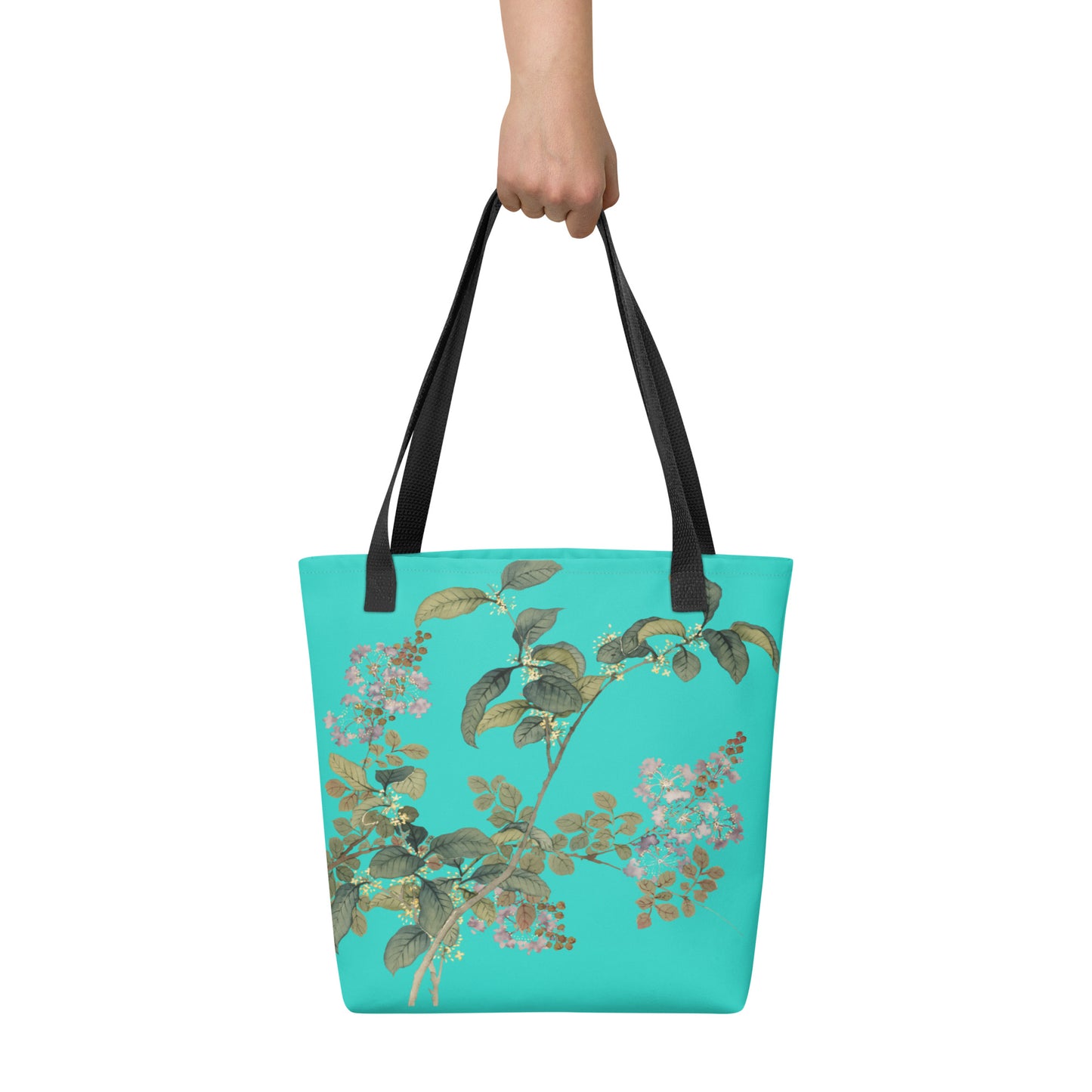 The Spirit of Flowers in Twelve Months｜Osmanthus and Crape Myrtle in Bloom｜Tote bag｜Turquoise