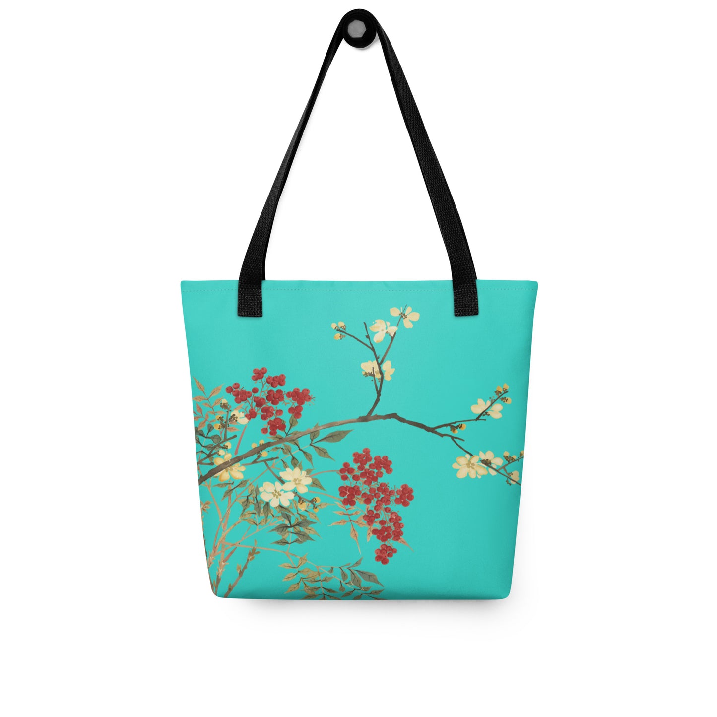 The Spirit of Flowers in Twelve Months｜Blooming Wintersweet and Heavenly Bamboo｜Tote bag｜Turquoise