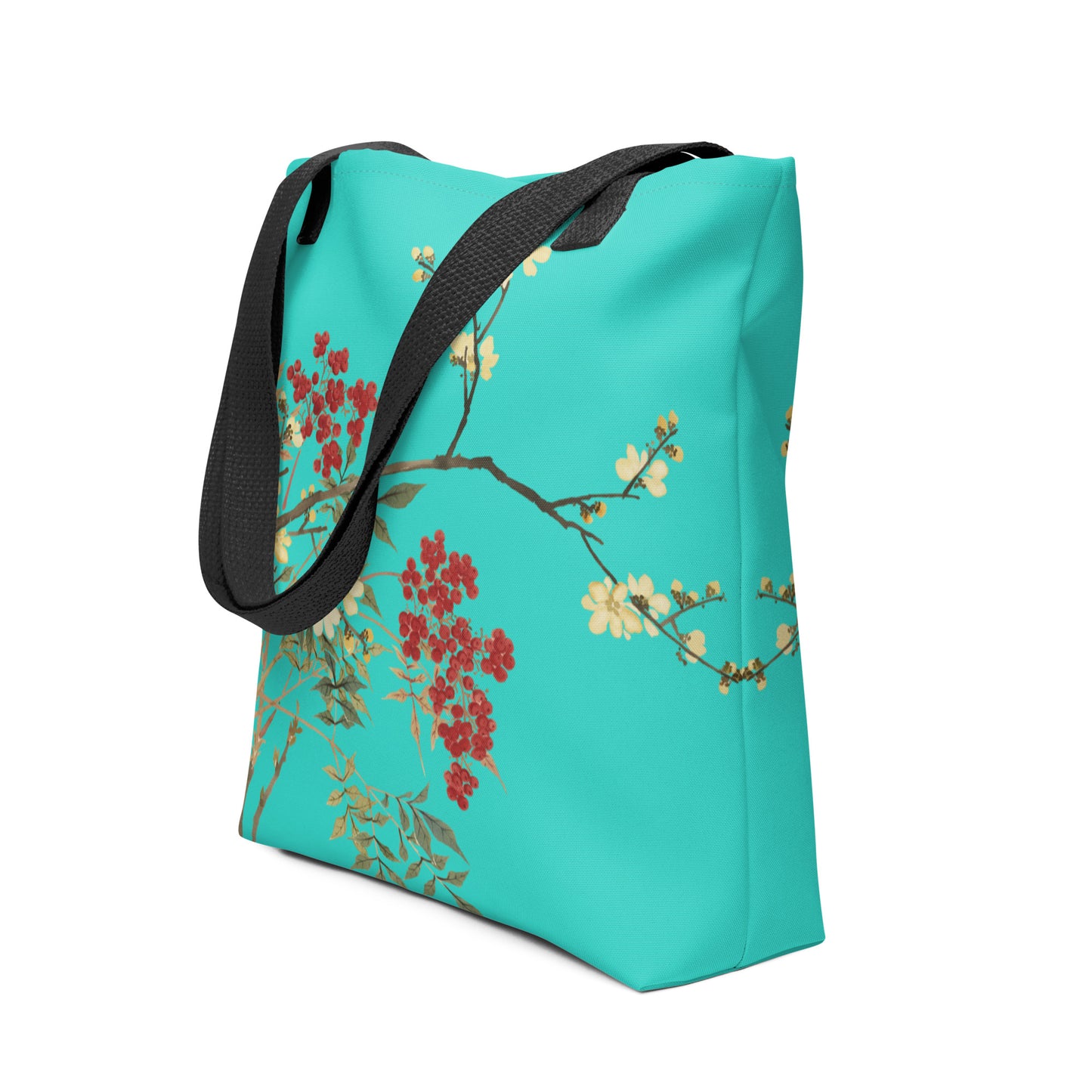 The Spirit of Flowers in Twelve Months｜Blooming Wintersweet and Heavenly Bamboo｜Tote bag｜Turquoise