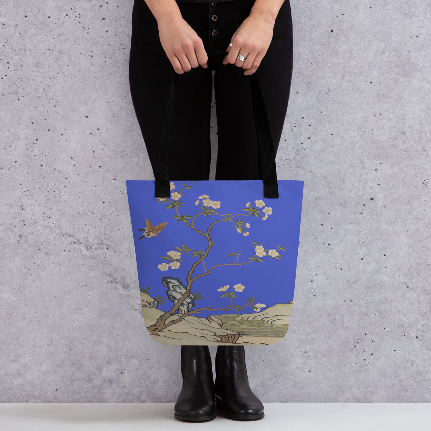 Kesi Flower Album｜Plum Blossoms and Butterfly｜Tote bag｜Royal blue