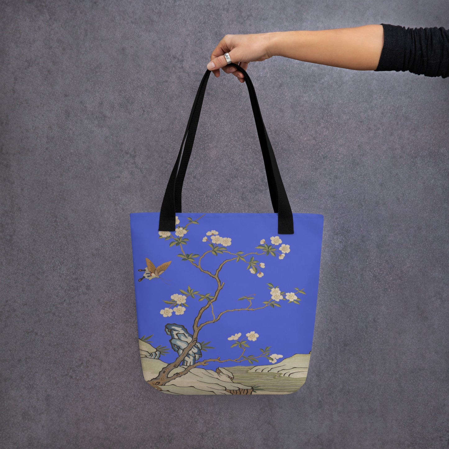 Kesi Flower Album｜Plum Blossoms and Butterfly｜Tote bag｜Royal blue