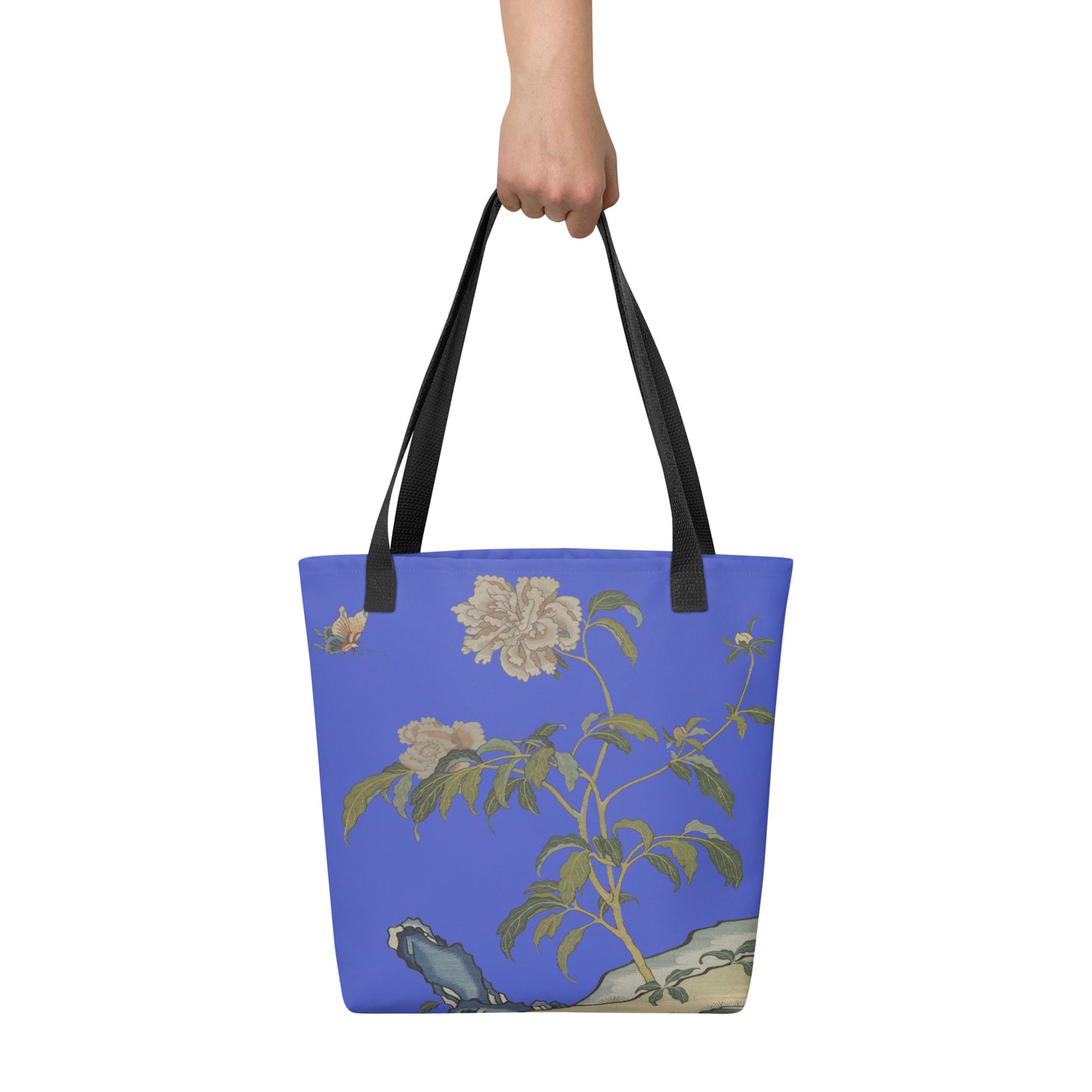 Kesi Flower Album｜Peonies and Butterfly｜Tote bag｜Royal blue