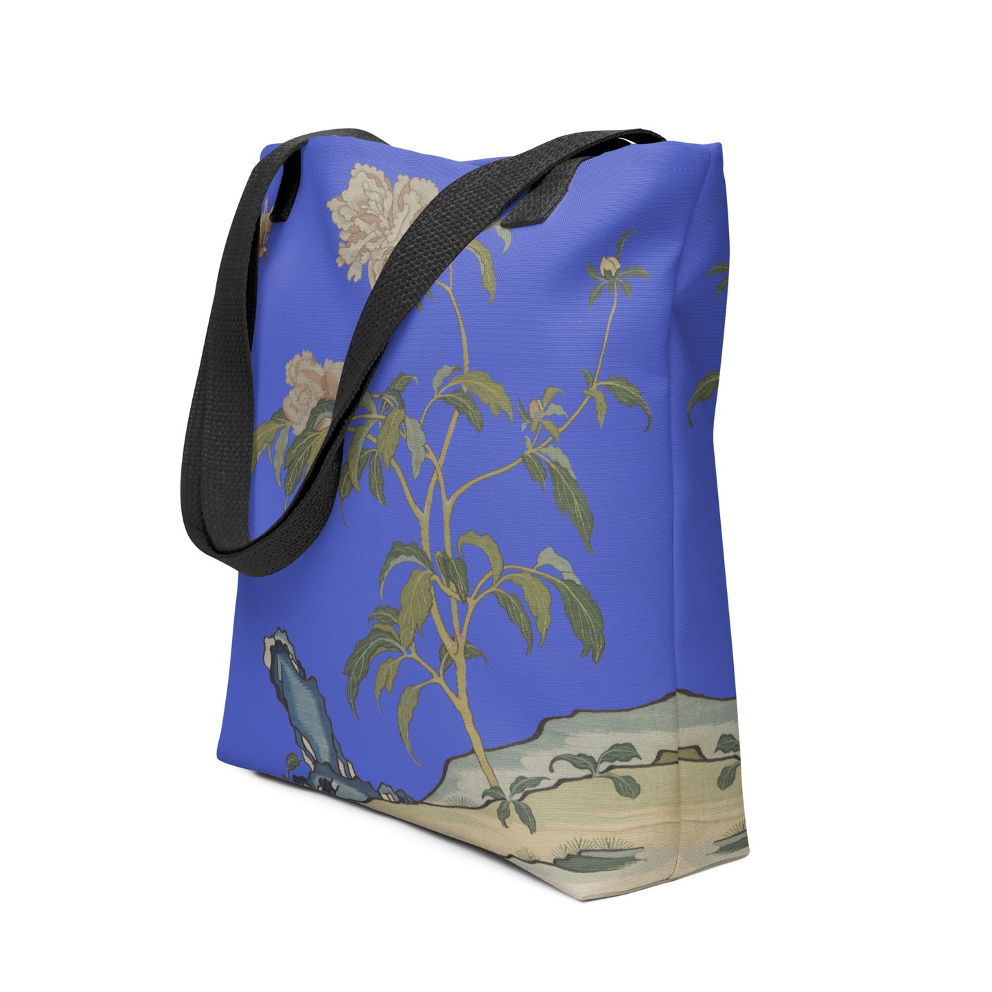 Kesi Flower Album｜Peonies and Butterfly｜Tote bag｜Royal blue