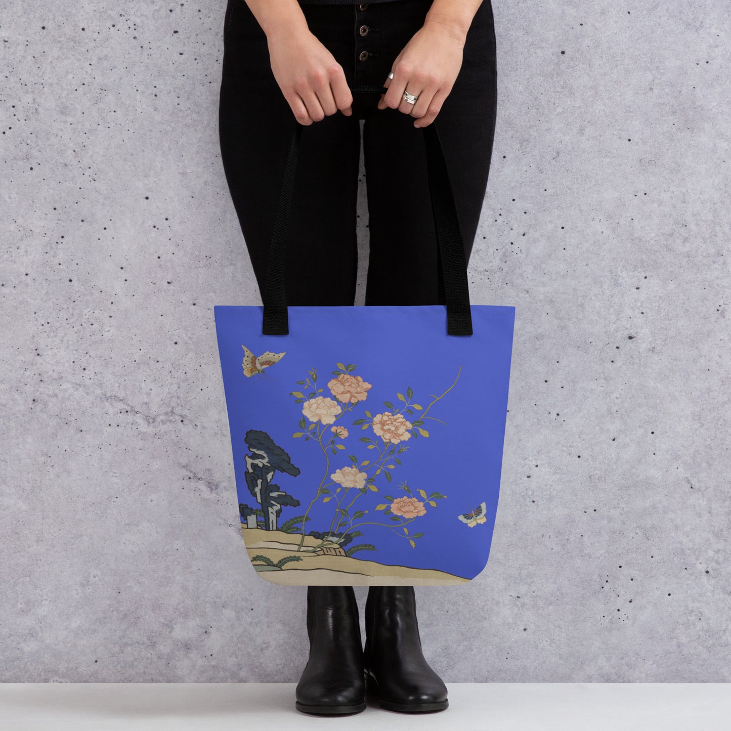 Kesi Flower Album｜Red Roses｜Tote bag｜Royal blue