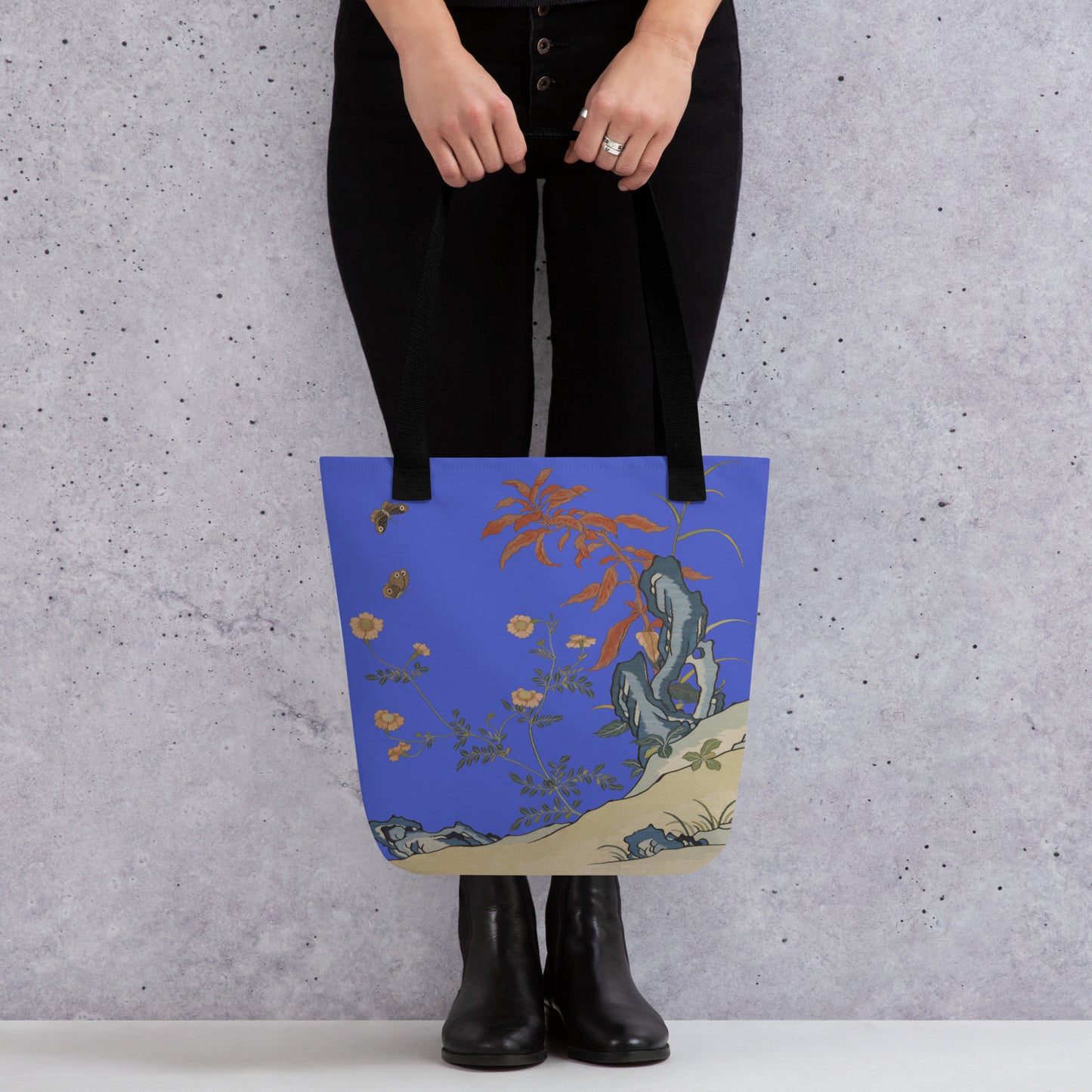 Kesi Flower Album｜Butterflies and Flowers｜Tote bag｜Royal blue