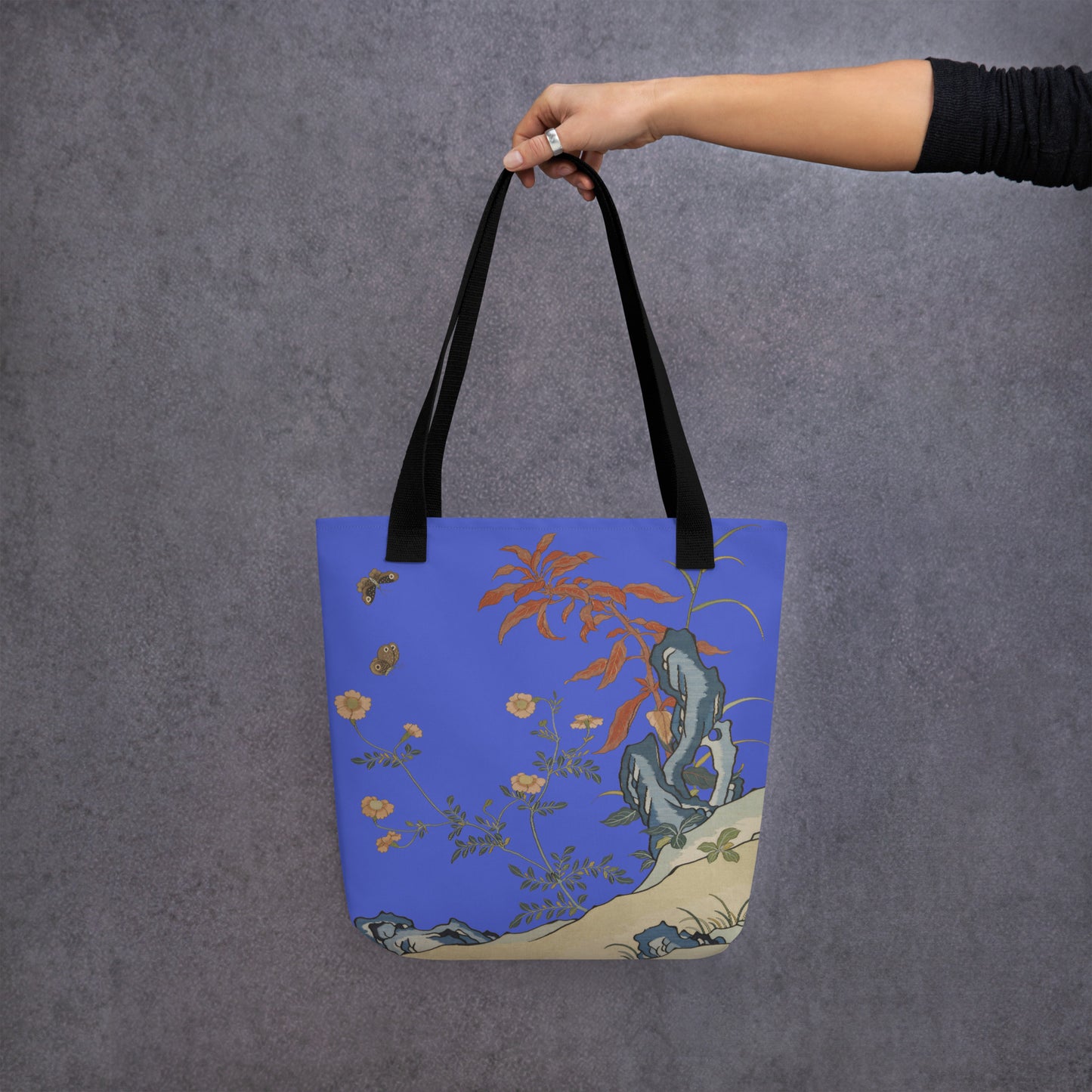 Kesi Flower Album｜Butterflies and Flowers｜Tote bag｜Royal blue