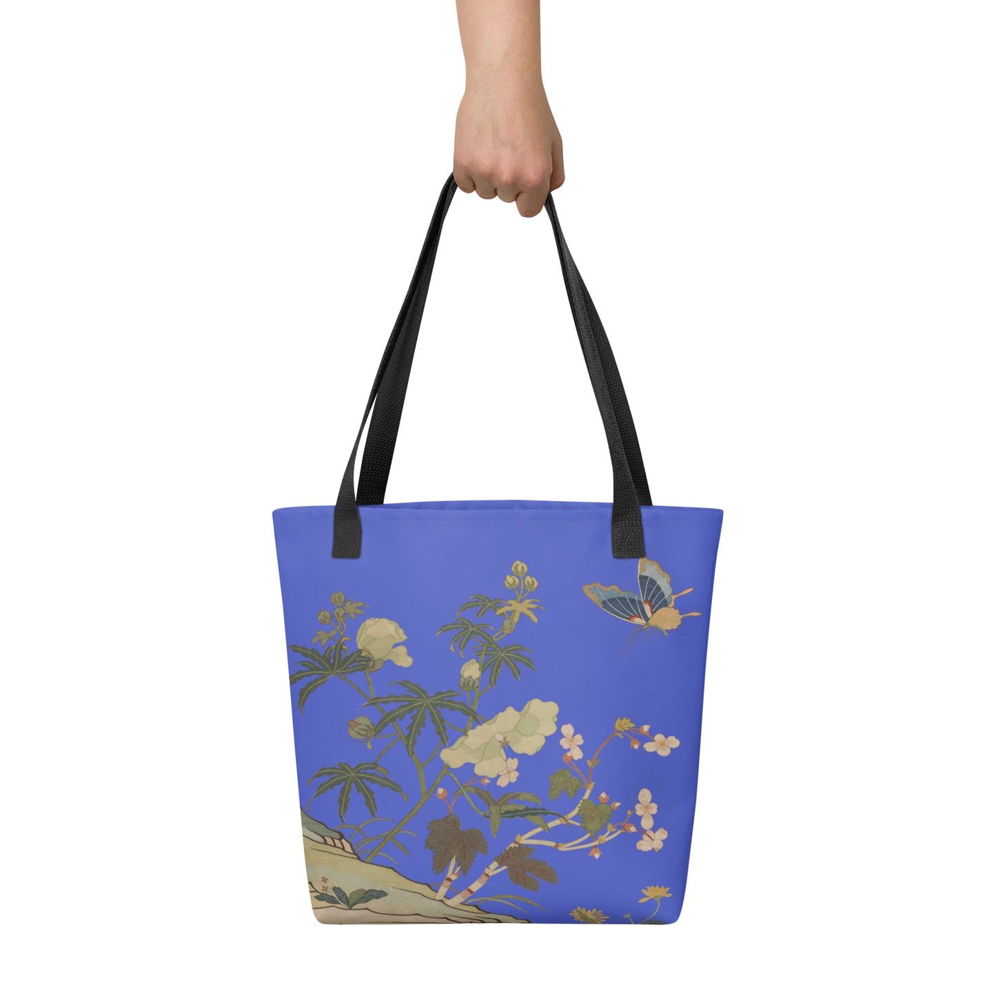 Kesi Flower Album｜Hibiscus and Begonia Blossoms｜Tote bag｜Royal blue