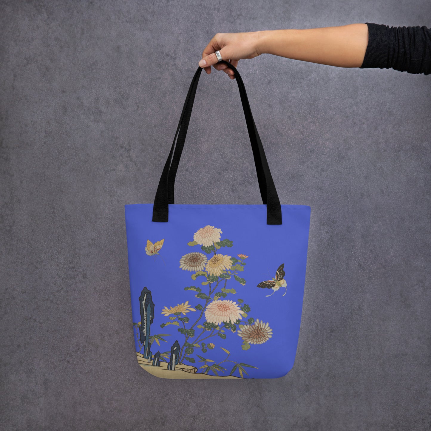 Kesi Flower Album｜Chrysanthemums and Butterflies｜Tote bag｜Royal blue