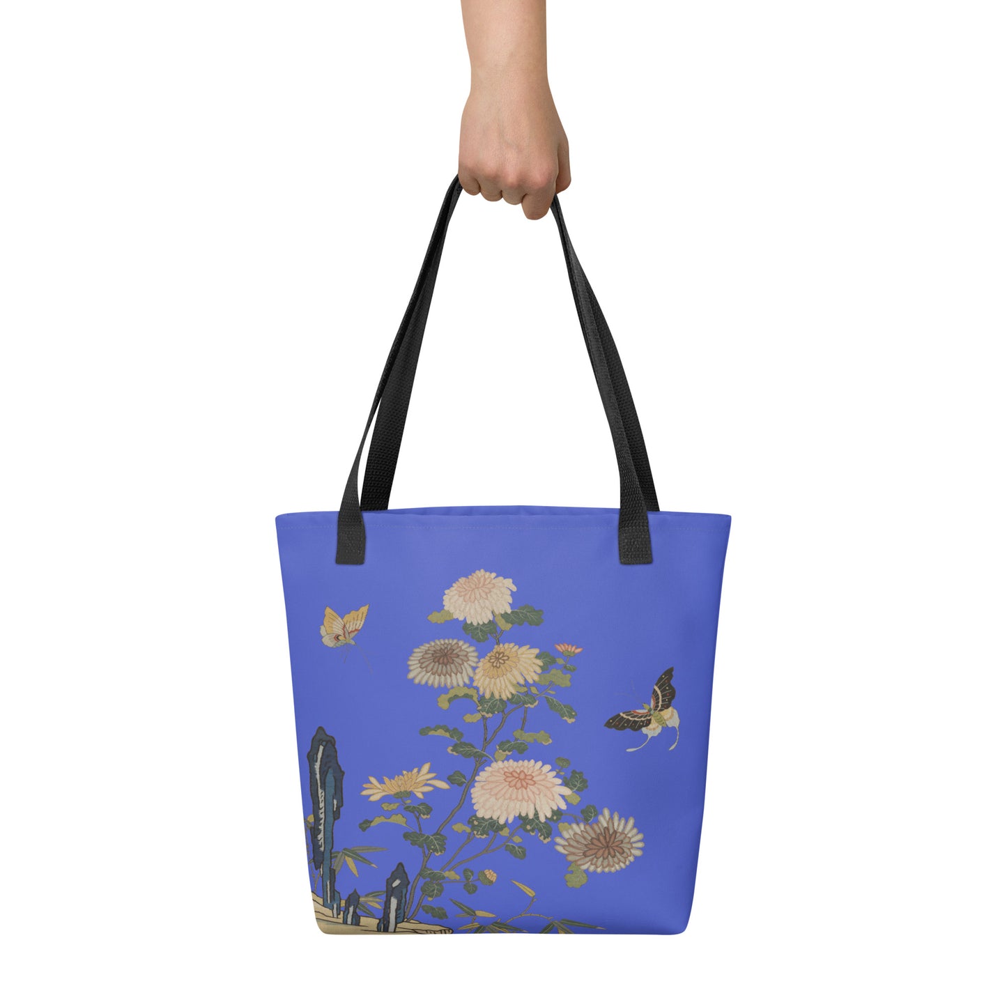 Kesi Flower Album｜Chrysanthemums and Butterflies｜Tote bag｜Royal blue