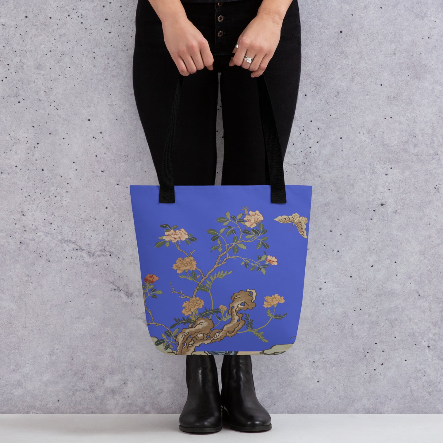 Kesi Flower Album｜Camellia and Butterfly｜Tote bag｜Royal blue