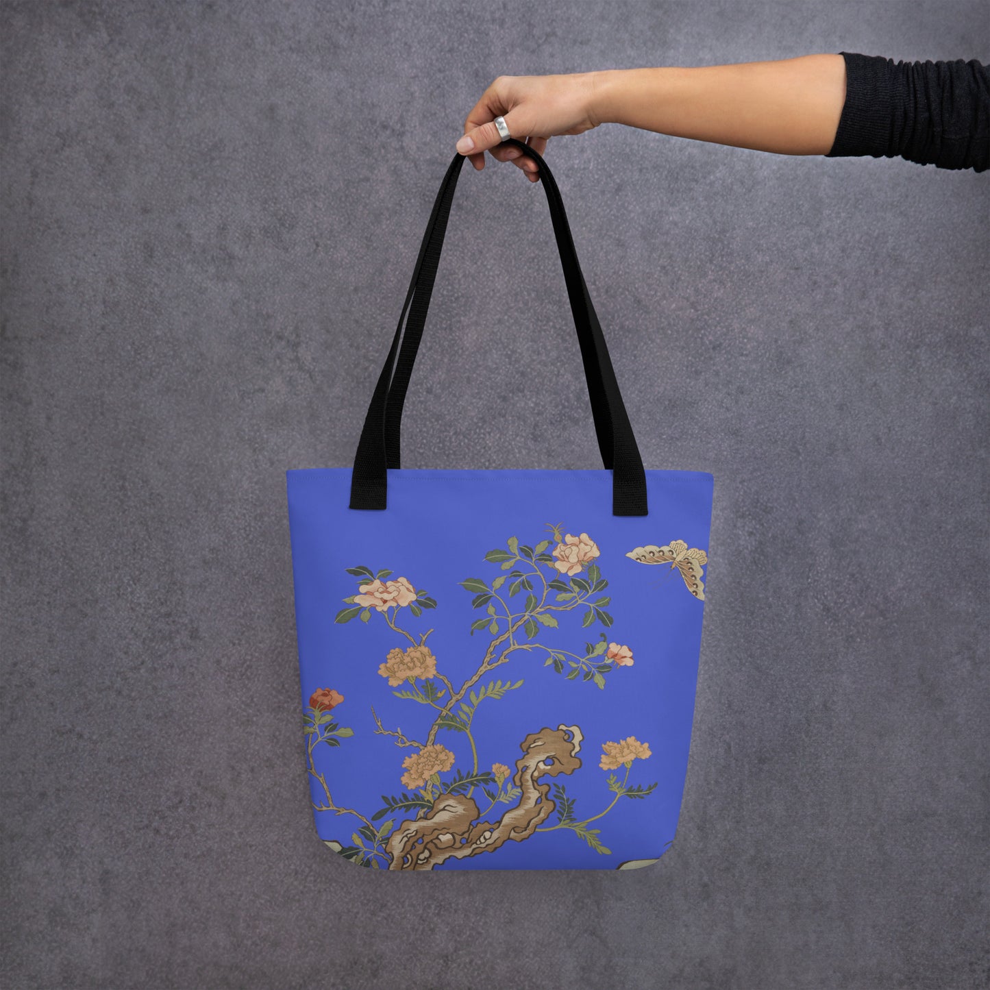 Kesi Flower Album｜Camellia and Butterfly｜Tote bag｜Royal blue