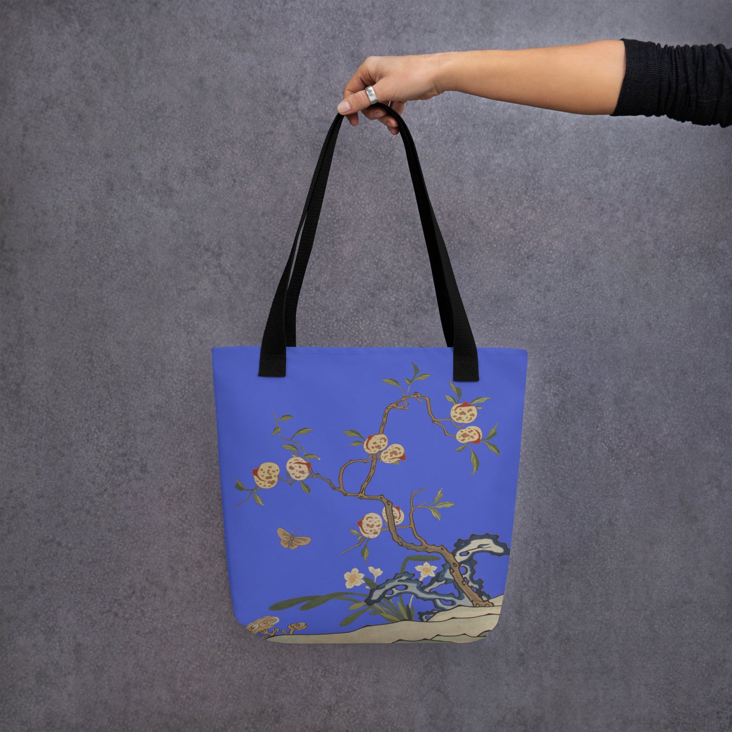 Kesi Flower Album｜Narcissus and Peaches｜Tote bag｜Royal blue