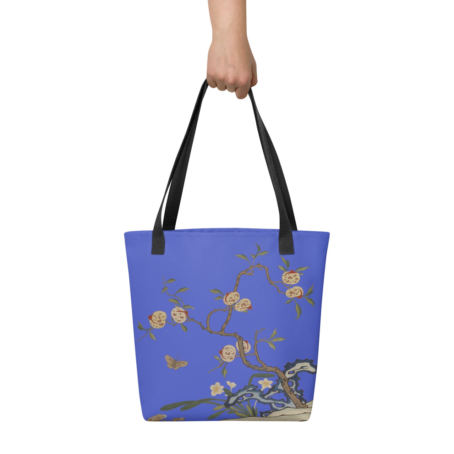 Kesi Flower Album｜Narcissus and Peaches｜Tote bag｜Royal blue