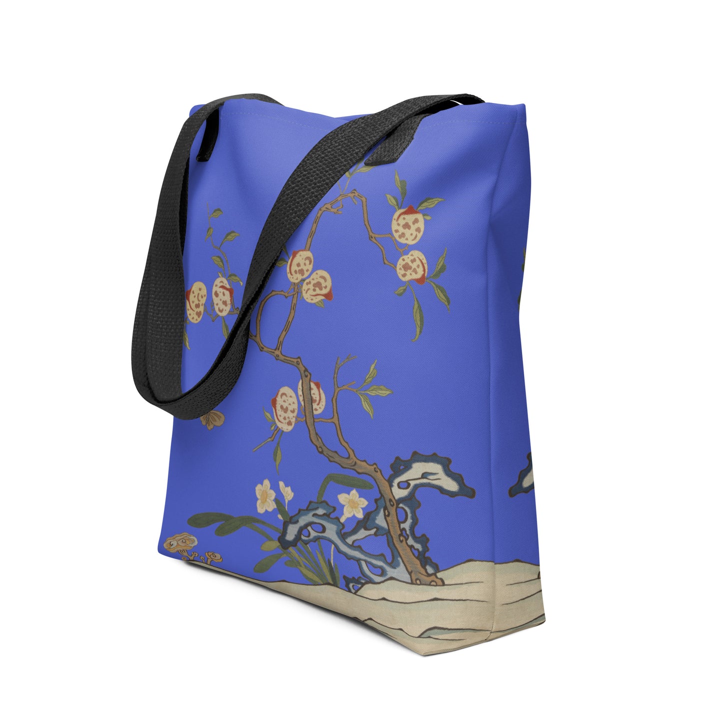 Kesi Flower Album｜Narcissus and Peaches｜Tote bag｜Royal blue