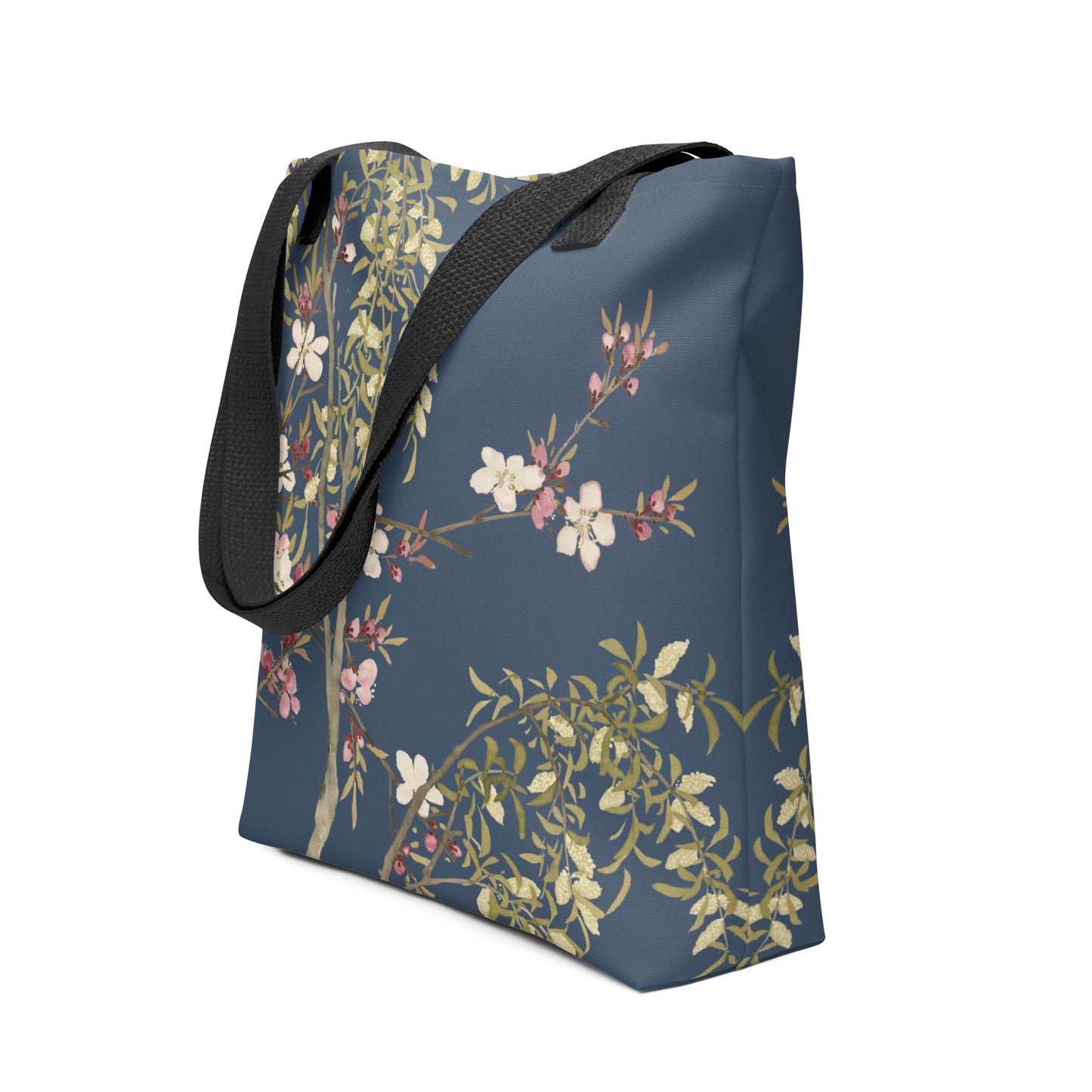 The Spirit of Flowers in Twelve Months｜Willow and Peach Blossom｜Tote bag｜Dark blue