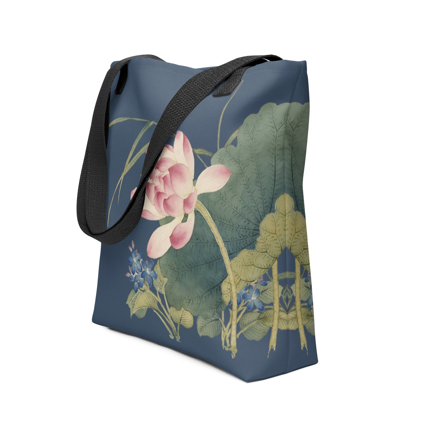 The Spirit of Flowers in Twelve Months｜Lotus in Bloom｜Tote bag｜Dark blue