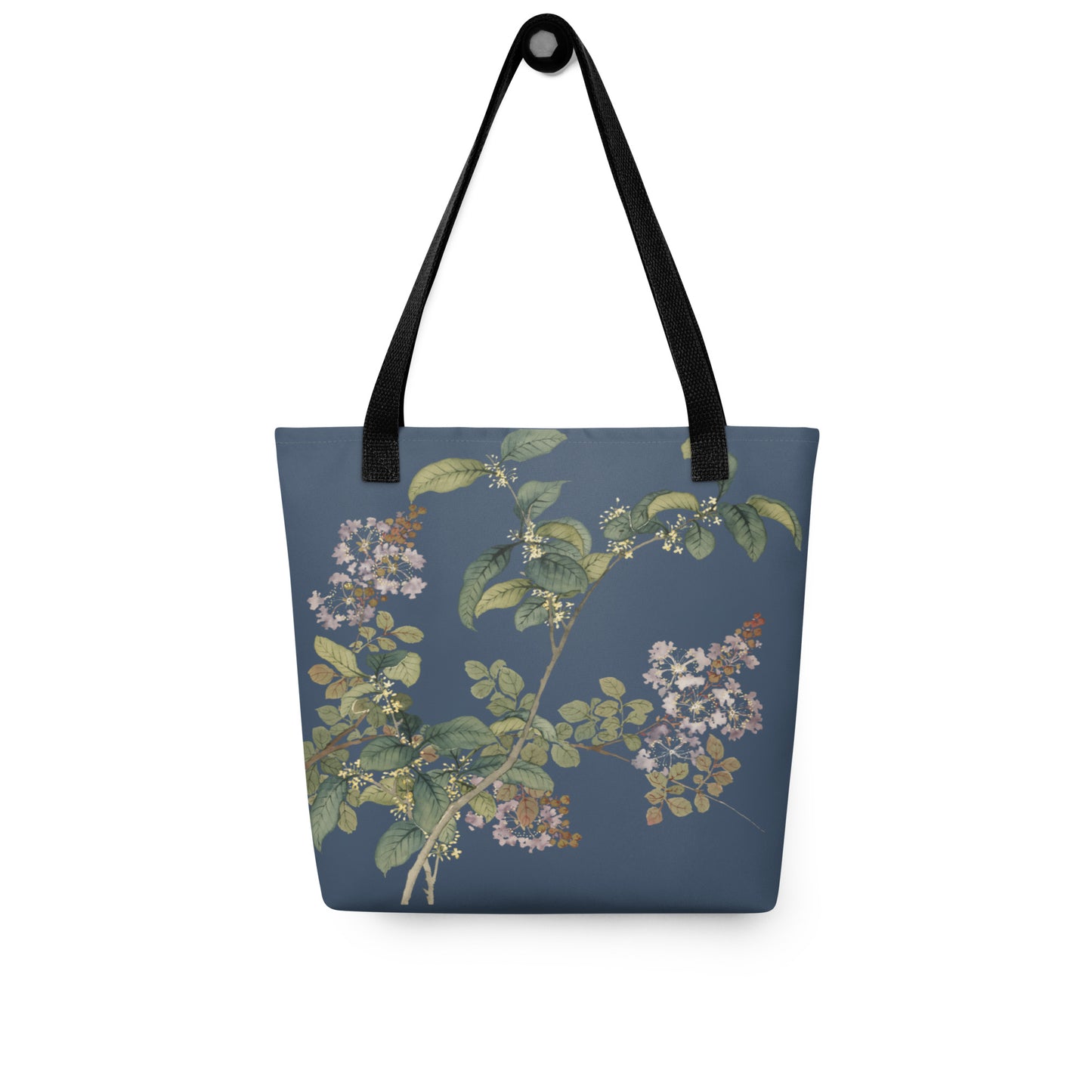 The Spirit of Flowers in Twelve Months｜Osmanthus and Crape Myrtle in Bloom｜Tote bag｜Dark blue