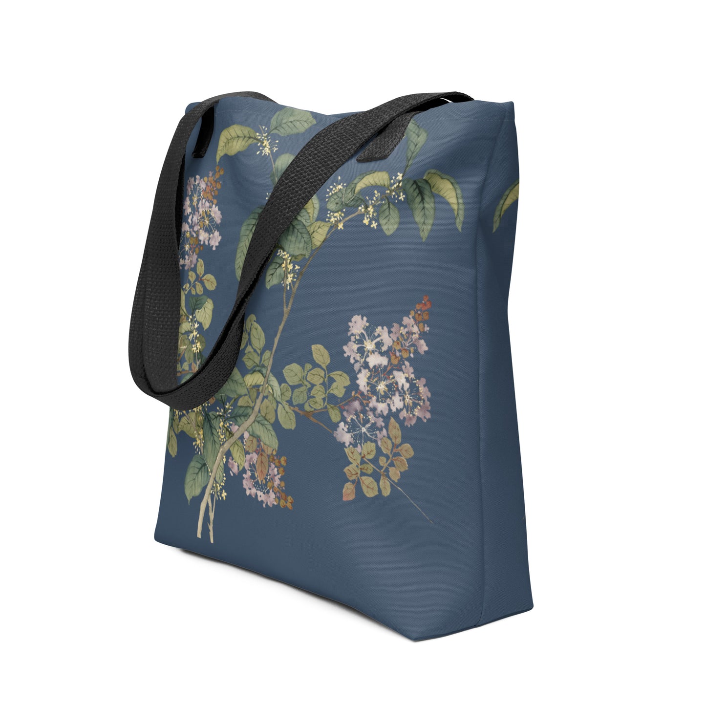 The Spirit of Flowers in Twelve Months｜Osmanthus and Crape Myrtle in Bloom｜Tote bag｜Dark blue