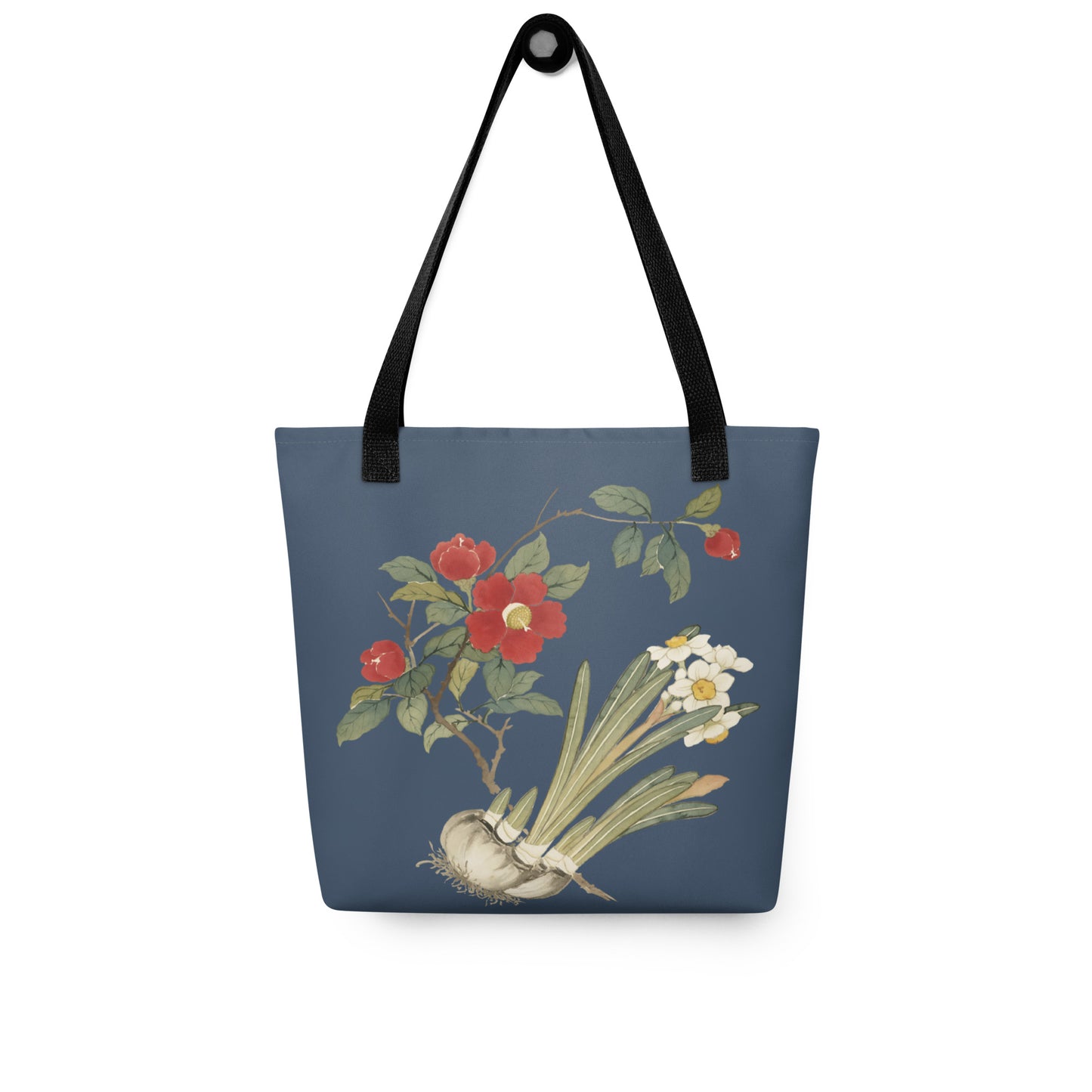 The Spirit of Flowers in Twelve Months｜Narcissus and Camelia in Bloom｜Tote bag｜Dark blue