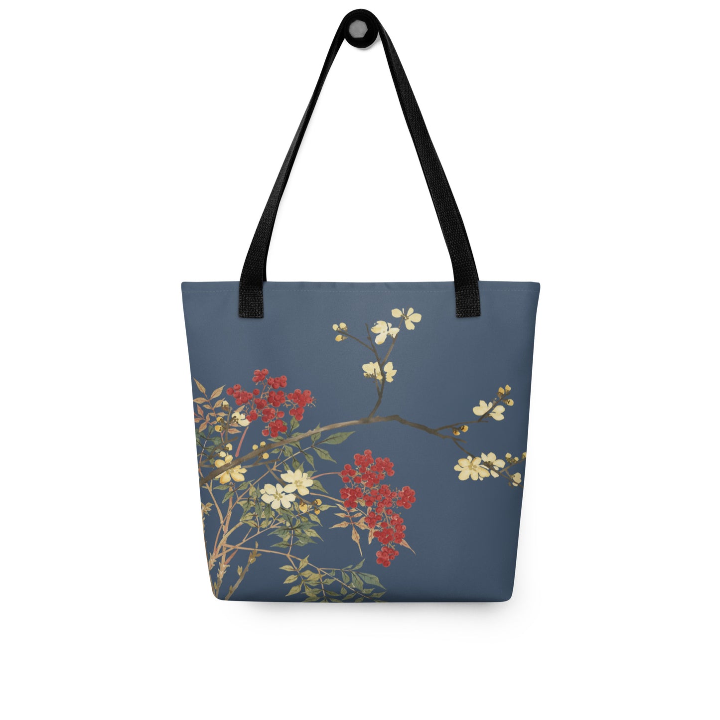 The Spirit of Flowers in Twelve Months｜Blooming Wintersweet and Heavenly Bamboo｜Tote bag｜Dark blue