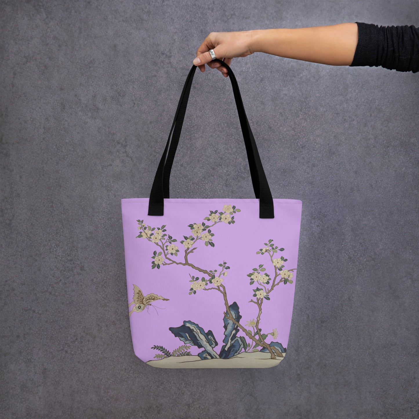 Kesi Flower Album｜White Plum Blossoms and Butterfly｜Tote bag｜Lilac