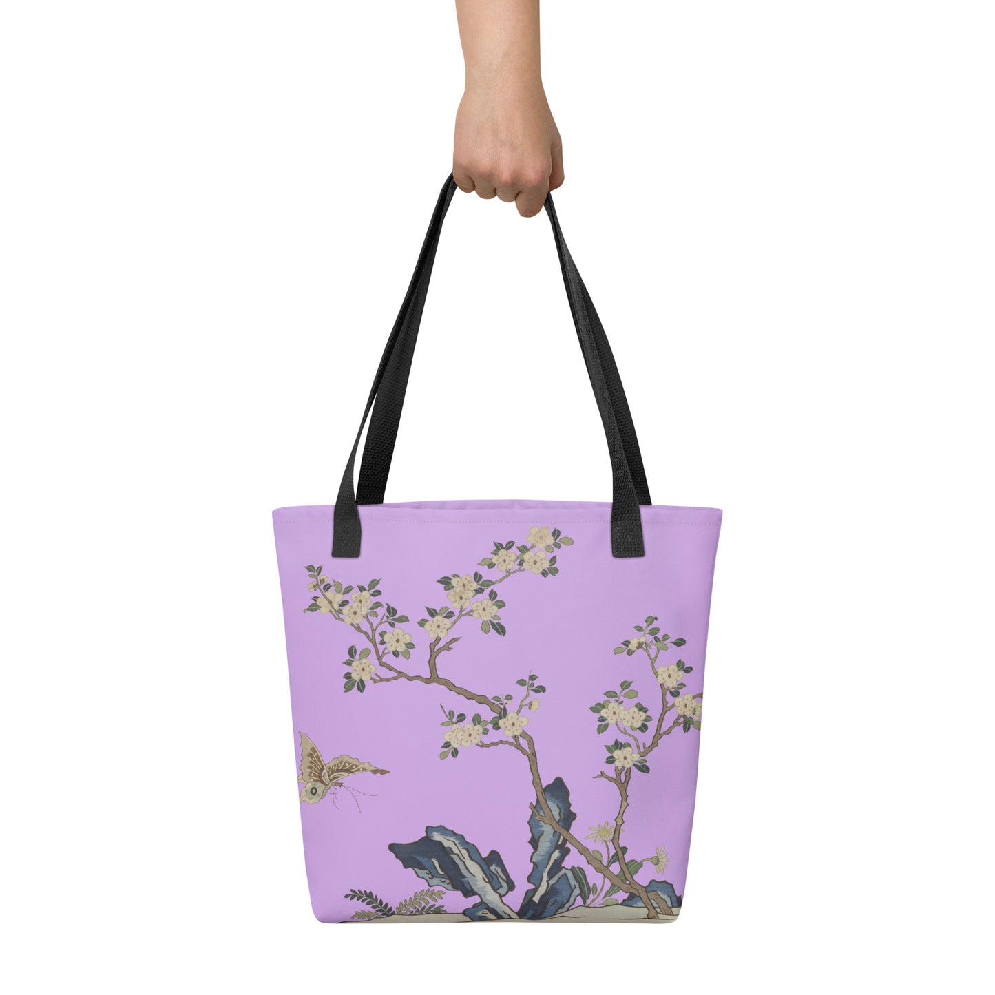 Kesi Flower Album｜White Plum Blossoms and Butterfly｜Tote bag｜Lilac