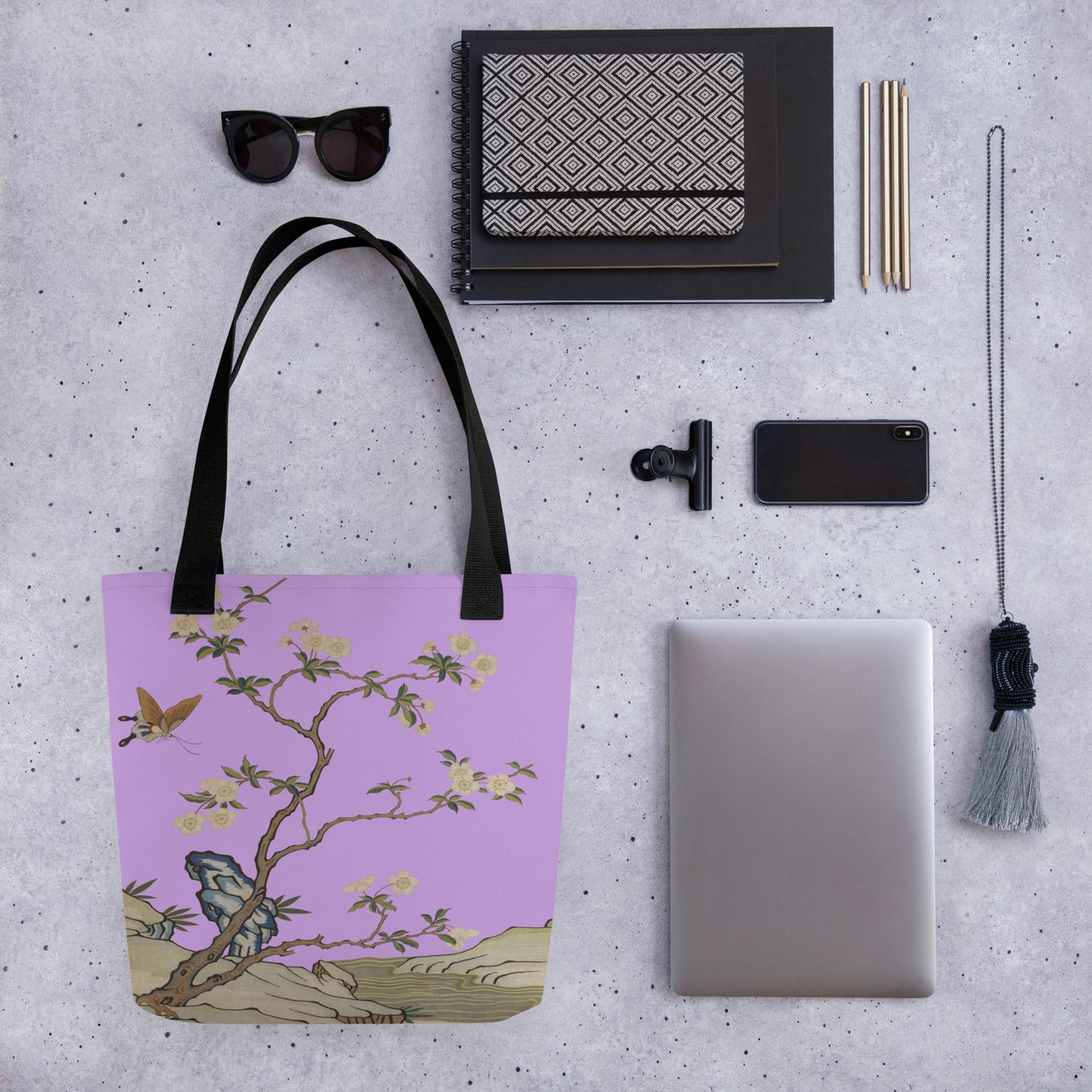 Kesi Flower Album｜Plum Blossoms and Butterfly｜Tote bag｜Lilac